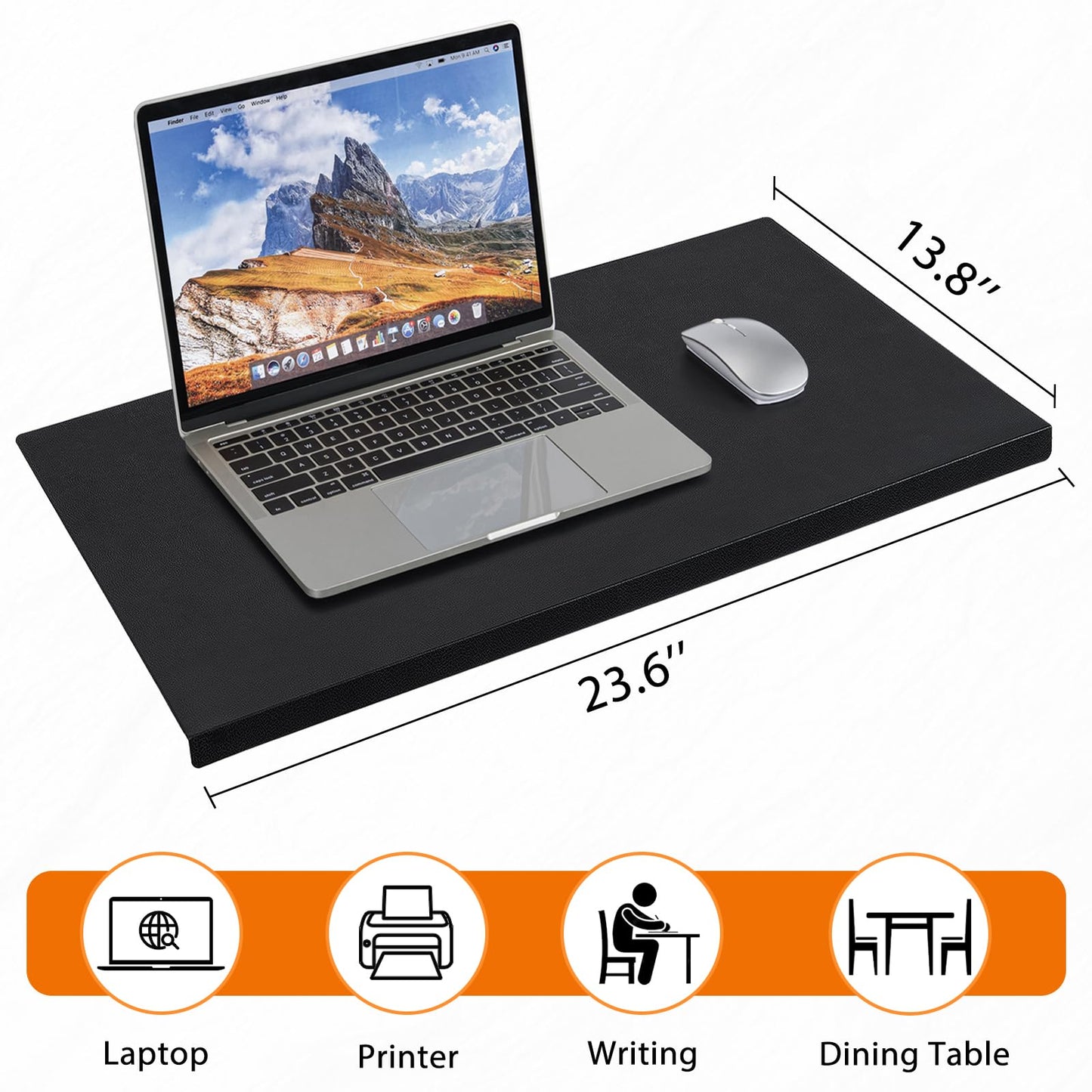 AKOZLIN Desk Pad Protector with Edge Office Anti-Push Desk Cover Mat with Lip Waterproof TPU Surface Desk Blotter with Lip Mouse Mat 23.6"x 13.8"