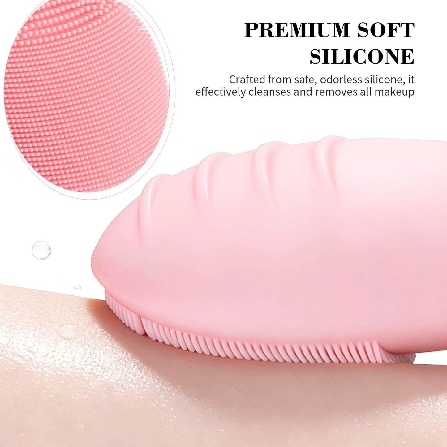 Facial Cleansing Brush, Rechargeable Silicone Face Scrubber with 5 Cleansing Modes, Portable Vibrating Exfoliator Scrubber for Deep Cleaning, Waterproof Face Brush for Women(Pink)
