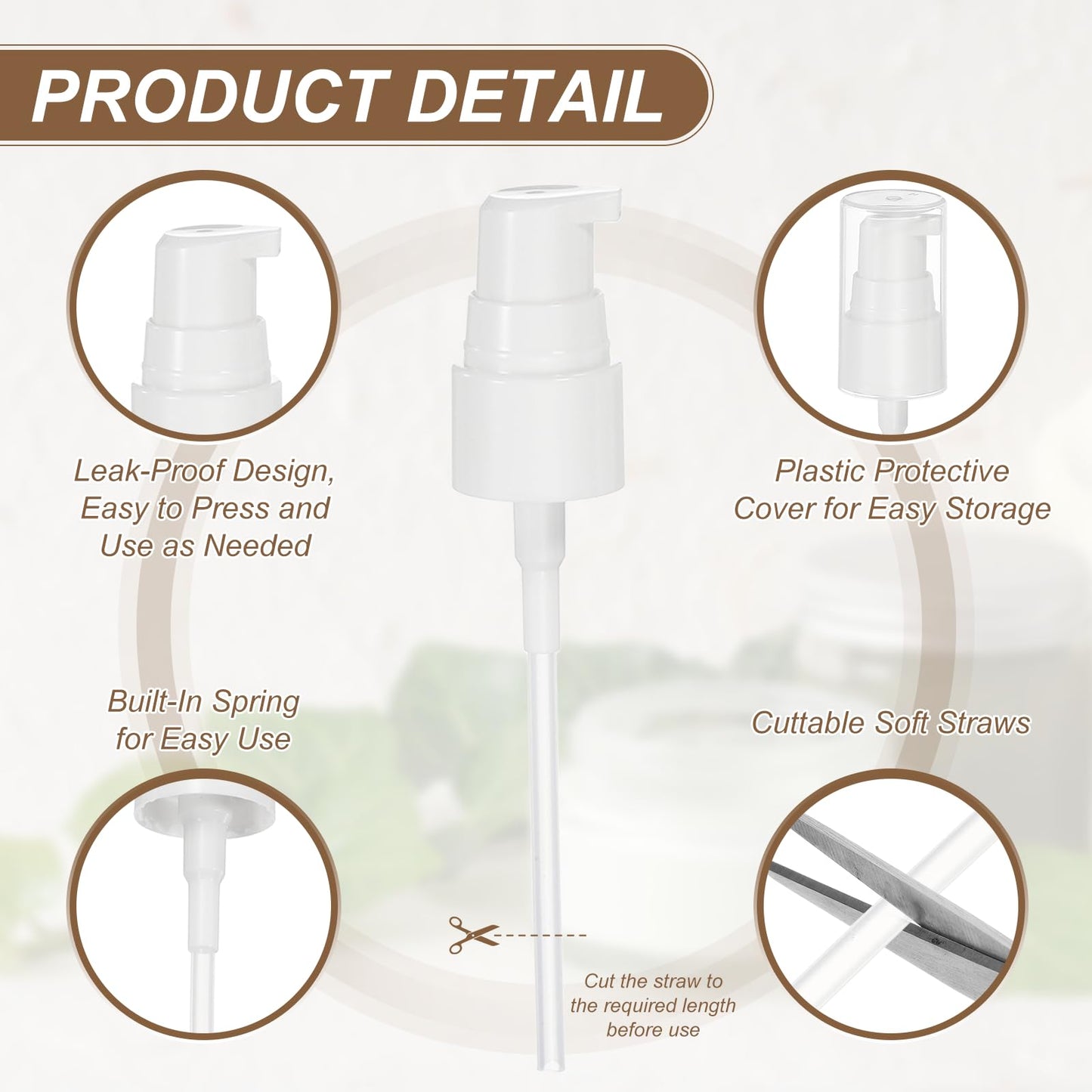 uxcell 12Pcs Dispenser Bottles Pump, Plastic Foundation Pumps Dispensers Top Replacement with Cover for 20/410 Thread Neck Size Essential Oil Lotion Cosmetic Liquid Dispensing, White