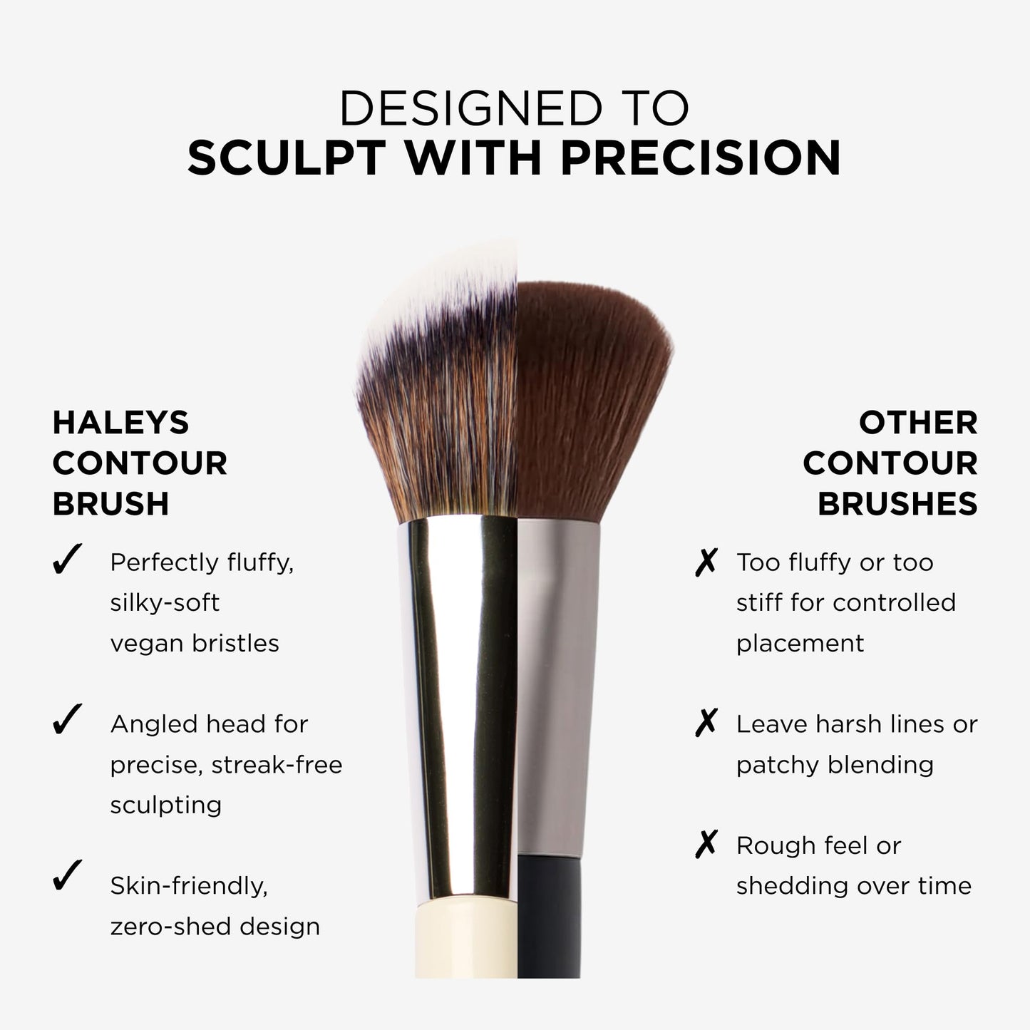 HALEYS Beauty Angled Contour Makeup Brush for Setting Powder, Cream, Foundation, Blush, Highlighter, Concealer, and Bronzer, Makeup Bag Essentials, Soft & Flexible Bristles, Vegan & Cruelty Free