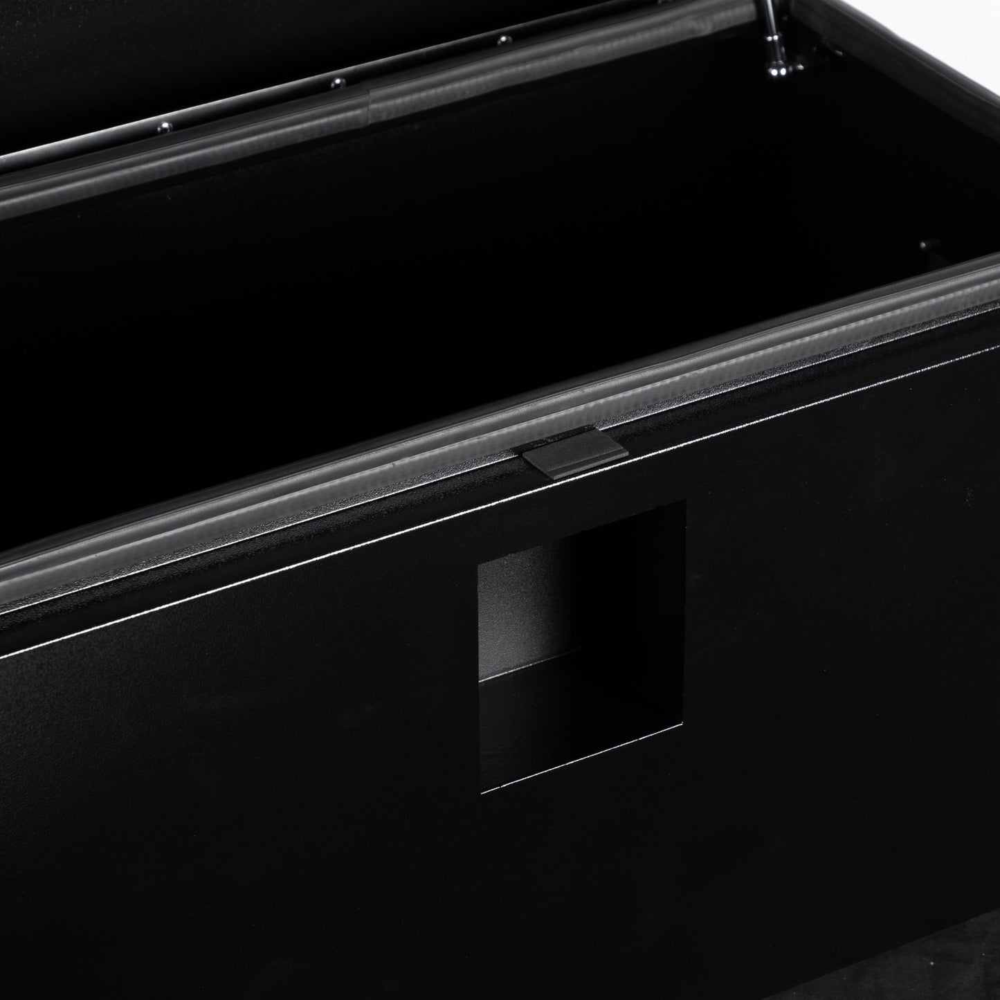 YRCHOFQU Heavy Duty Black Steel Truck Bed Tool Box, Trailer Tongue Storage Chest with Weatherproof Seal & Pneumatic Hinge for Pickup, RV, Utility Vehicles - 24 x 15 x 15