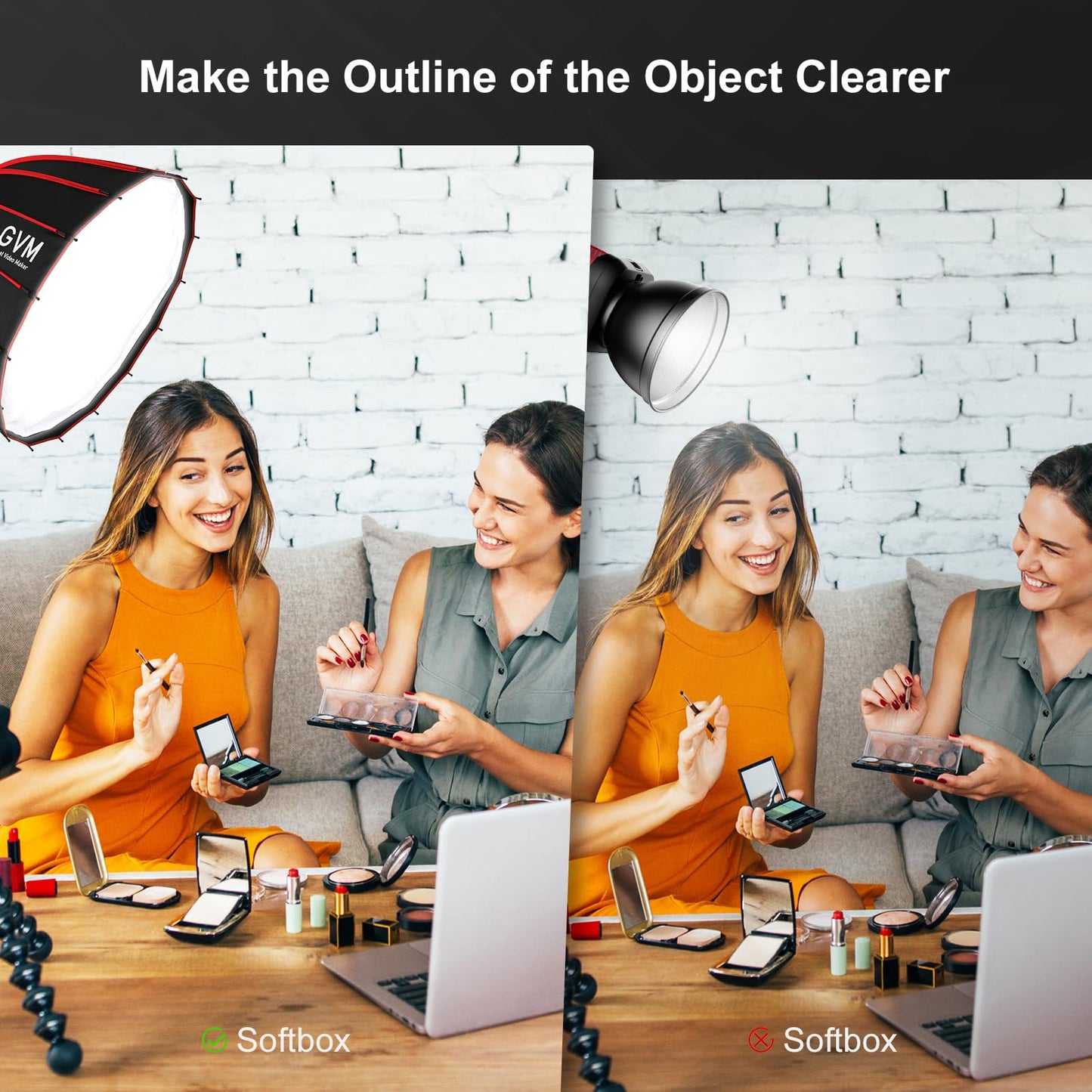 GVM 300W LED Video Light Kit with Softbox, CRI97+ Photography Lighting for Video Recording with Bowens Mount, 65000Lux/m Studio Lights with APP&DMX Control, 2700-6800K, 12 Scene Light