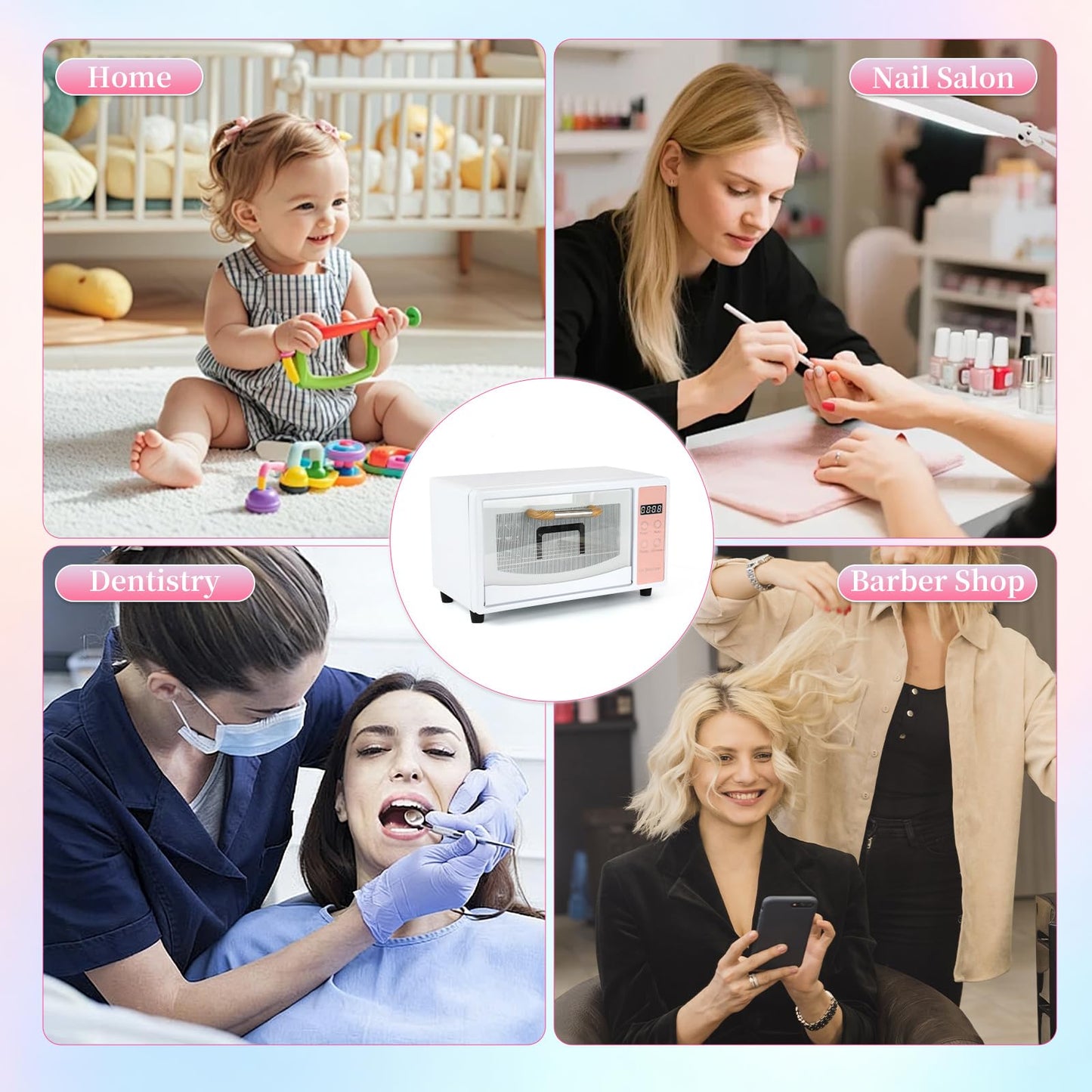 heemeei Nail Tool Sterilizer, 10L Double-layer Large Sterilizer for Nail Tools, Multi-Functional Manicure Tool Cleaner Cabinet with Timer Setting for Home Use, Barbers, Beauty Salons, and Spas(Pink)