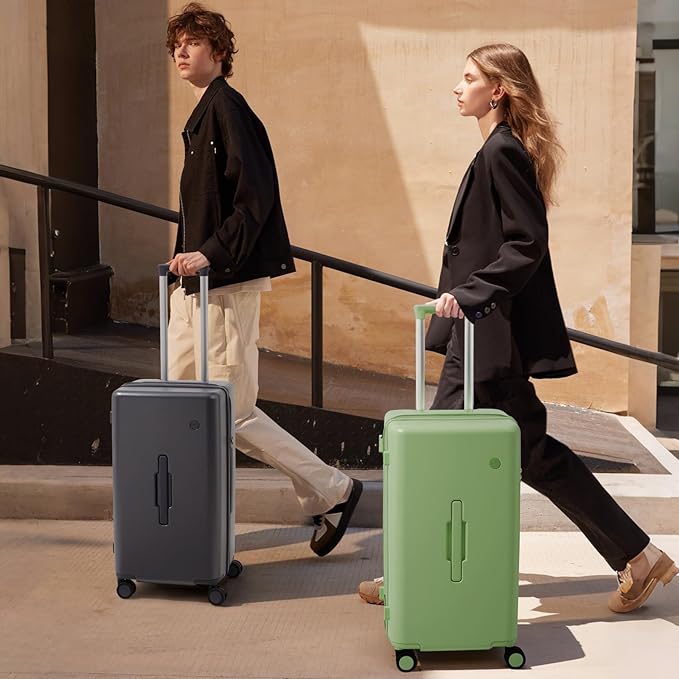 mixi 24'' Plus Trunk Luggage Medium Checked Luggage PC Hard Shell Rolling Travel Suitcases with Spinner Wheels & TSA Lock, Avocado Green