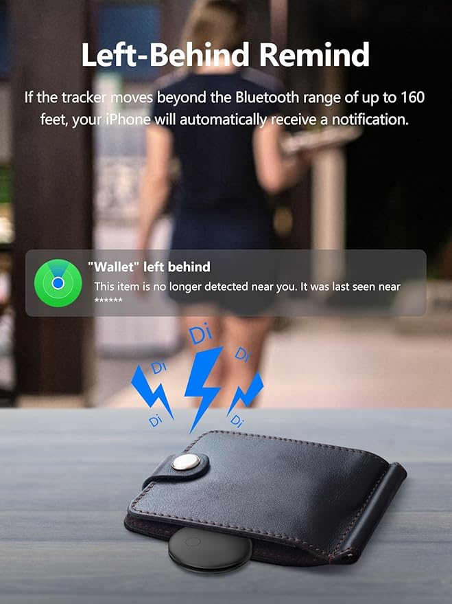 Tracker Tags, Item Finder Work with Apple Find My (iOS Only), Tracking Device Locator Smart Tag for Luggage, Keys, Wallet, Bike, Bags (Black, 4 Pack)