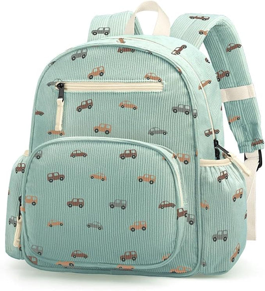 Corduroy Toddler Backpack for Boys 2-5, Cute Kids Backpacks Boys - Preschool Kindergarten Backpack 13.7" H Fit Folder