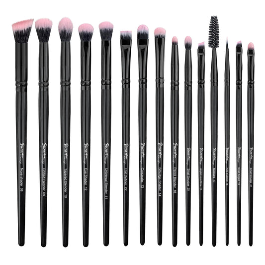 Bueart Design 15Pcs Professional Eyeshadow Brushes Set,Labled Eye Brush Set Kit Essential for eye shadow concealer blending application by Ultra Soft Density Hair