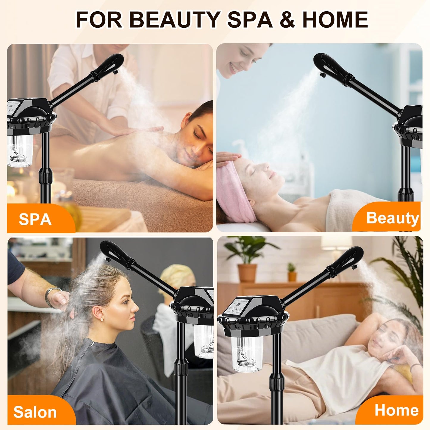 Professional Facial Steamer for Deep Hydration,Ozone Face Steamer with More Steam,Estheticians Steamer on Wheels with Time Setting,Adjustable Height Suitable for Beauty, Spa and Home Use