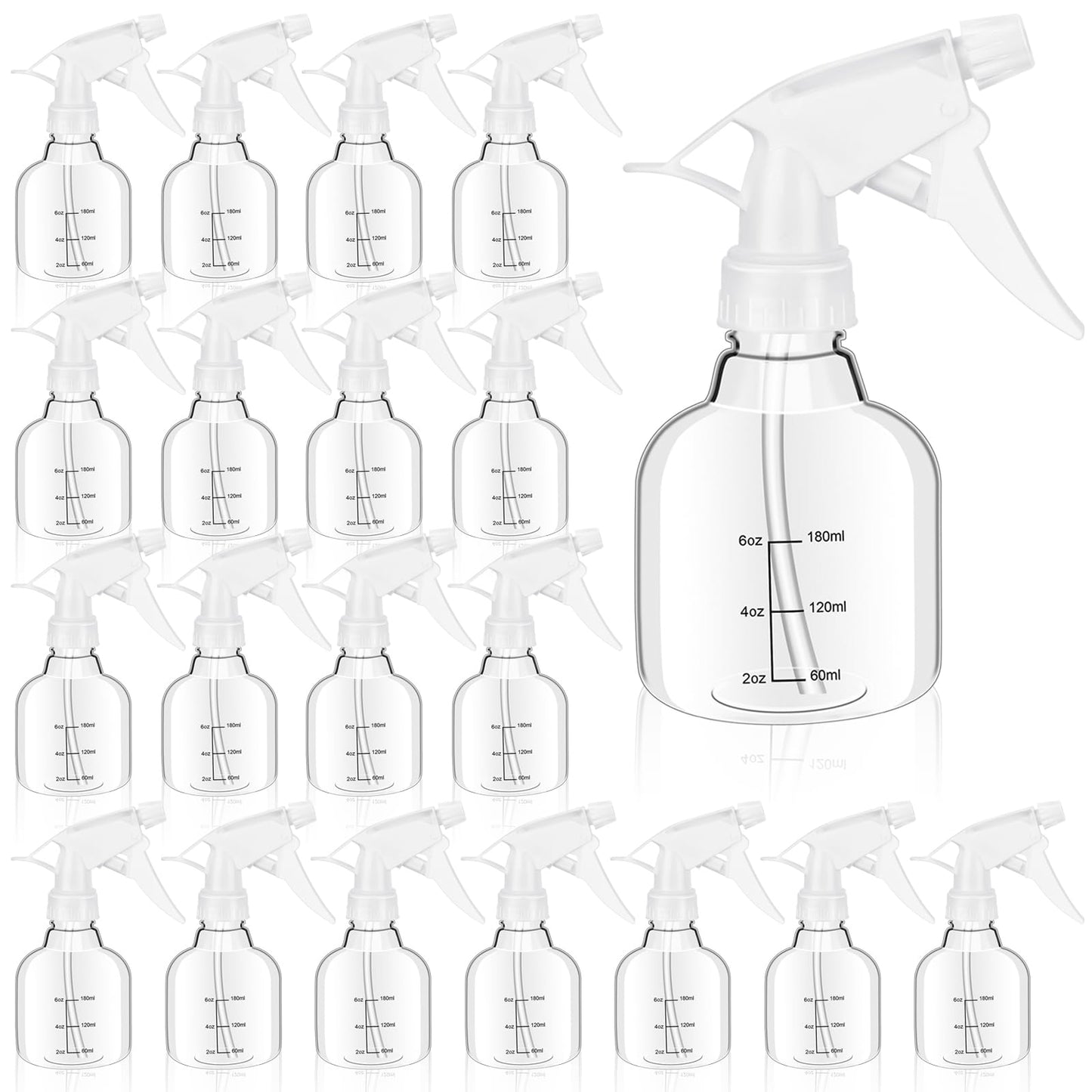 Worldity 24 Pcs Empty Plastic Mini Spray Bottles 8oz, Adjustable Nozzle, Refillable for Hair, Plant, Kitchen, Bath, White