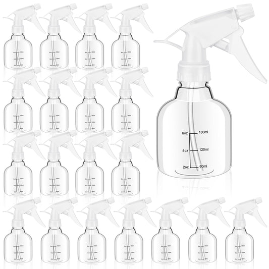 Worldity 24 Pcs Empty Plastic Mini Spray Bottles 8oz, Adjustable Nozzle, Refillable for Hair, Plant, Kitchen, Bath, White