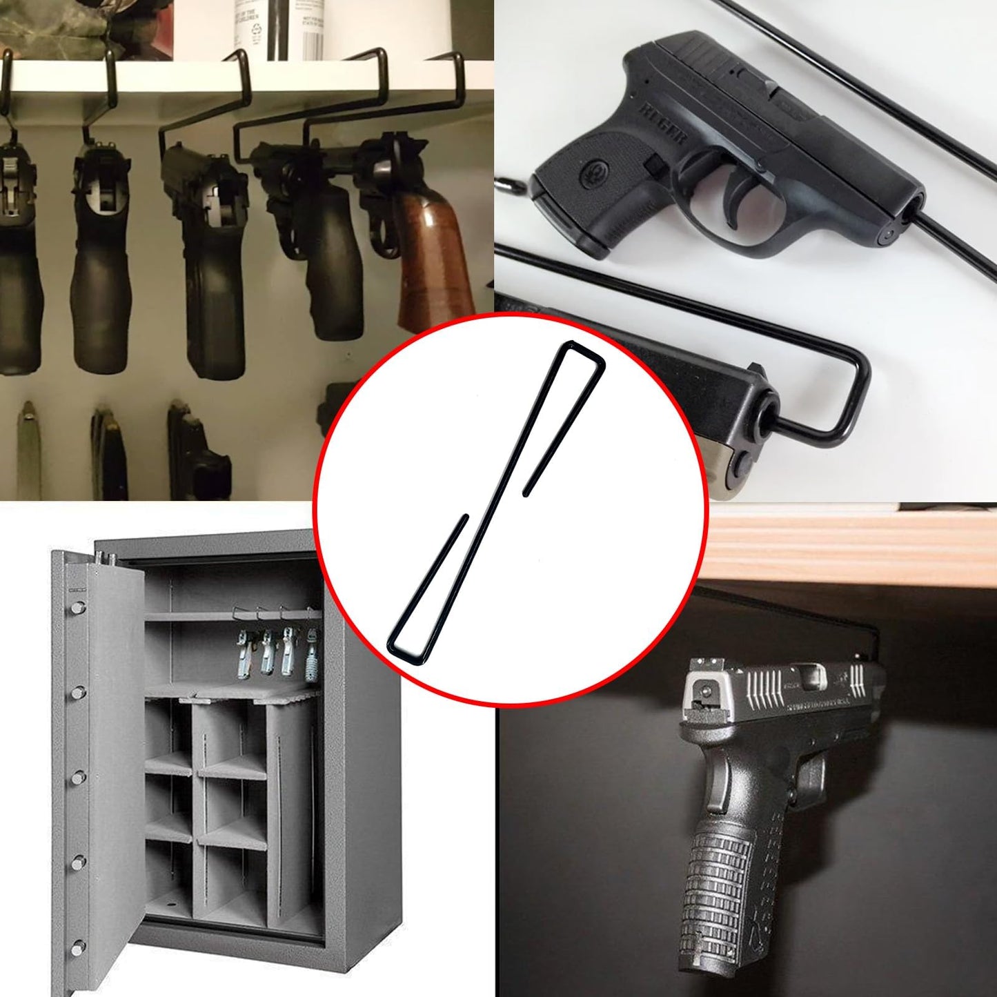 Liyeeeuo 10 PCS Handgun Hanger, Steel Gun Rack,Pistol Rack for Gun Safe Shelf or Stack on Gun Cabinet,Gun Safe Accessory,Pistol Storage Solutions,Pistol Display Stand,Gifts for Hunters