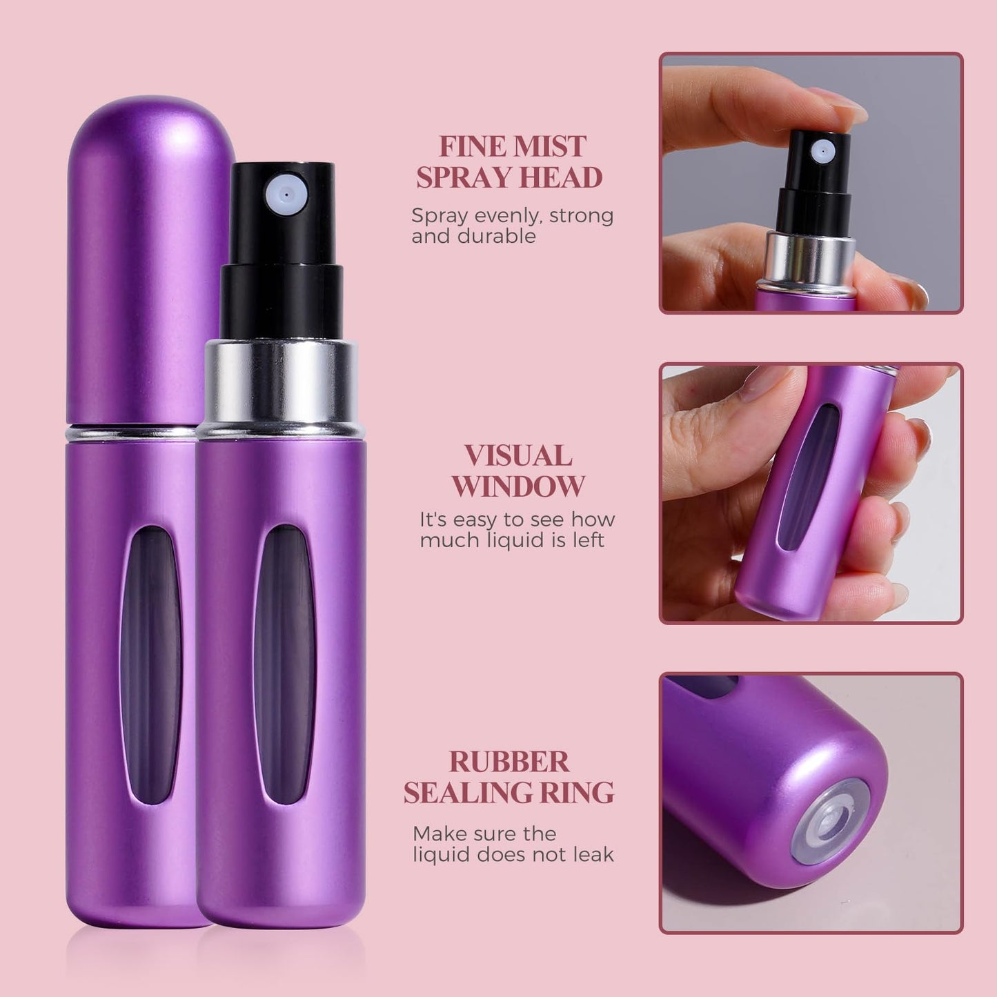 JPNK 24 Pcs Mini Refillable Perfume Portable Atomizer Bottles Travel Size Spray Refillable Refill Bottle 5 ml with Travel and Outgoing Bag
