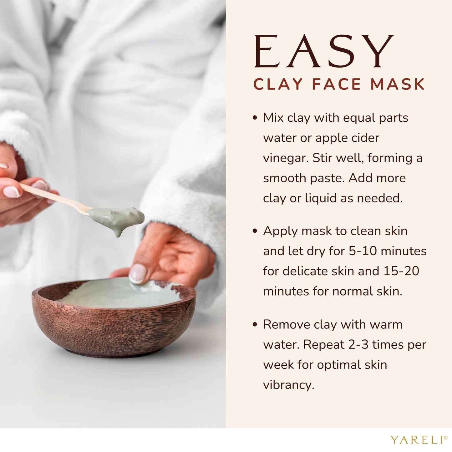 YARELI Calcium Bentonite Clay Powder Facial Mask & Cleansing Bath, 2lb