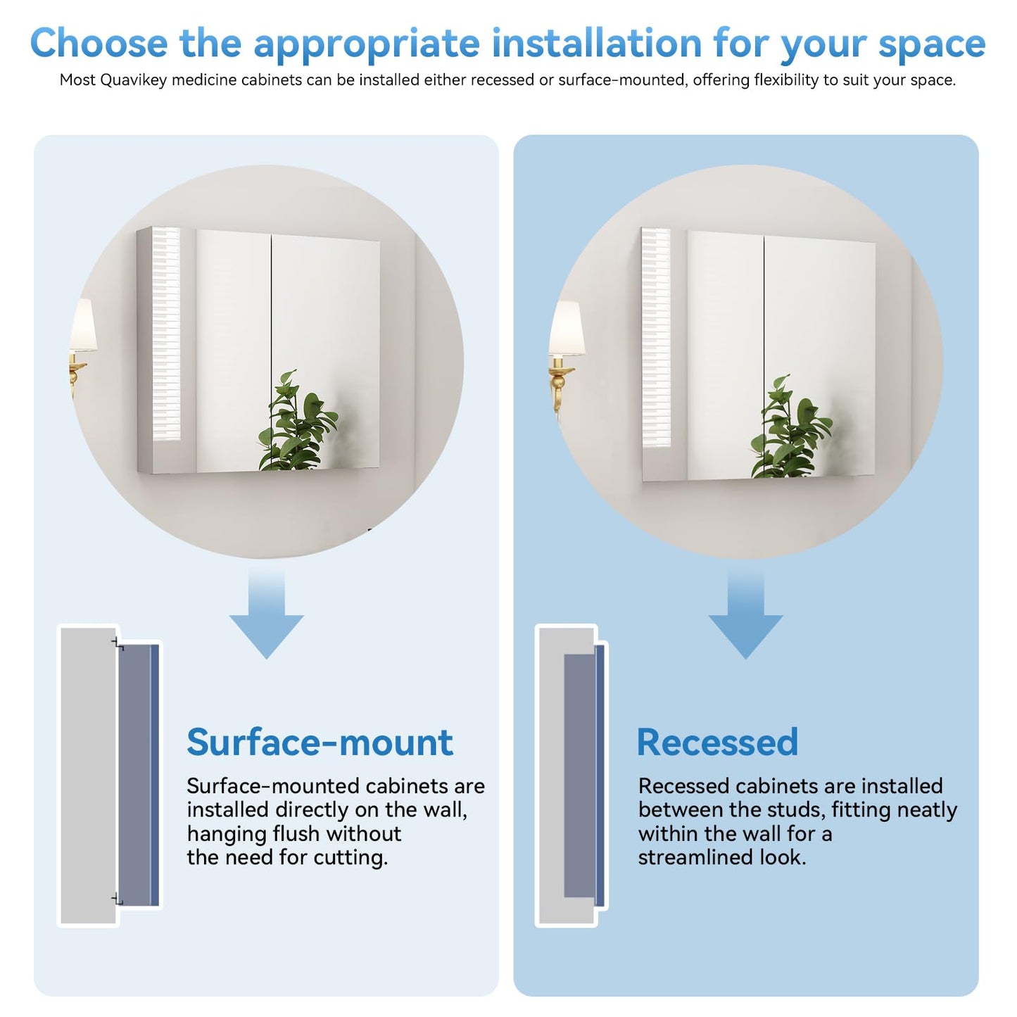 Sunrosa Aluminum Bathroom Medicine Cabinet with Mirror Door, 30"×27.5" Bathroom Mirror Cabinet, Wall-mountable and Recessed-in Mirror Cabinet, 2 Doors Medicine Cabinet Organizer II