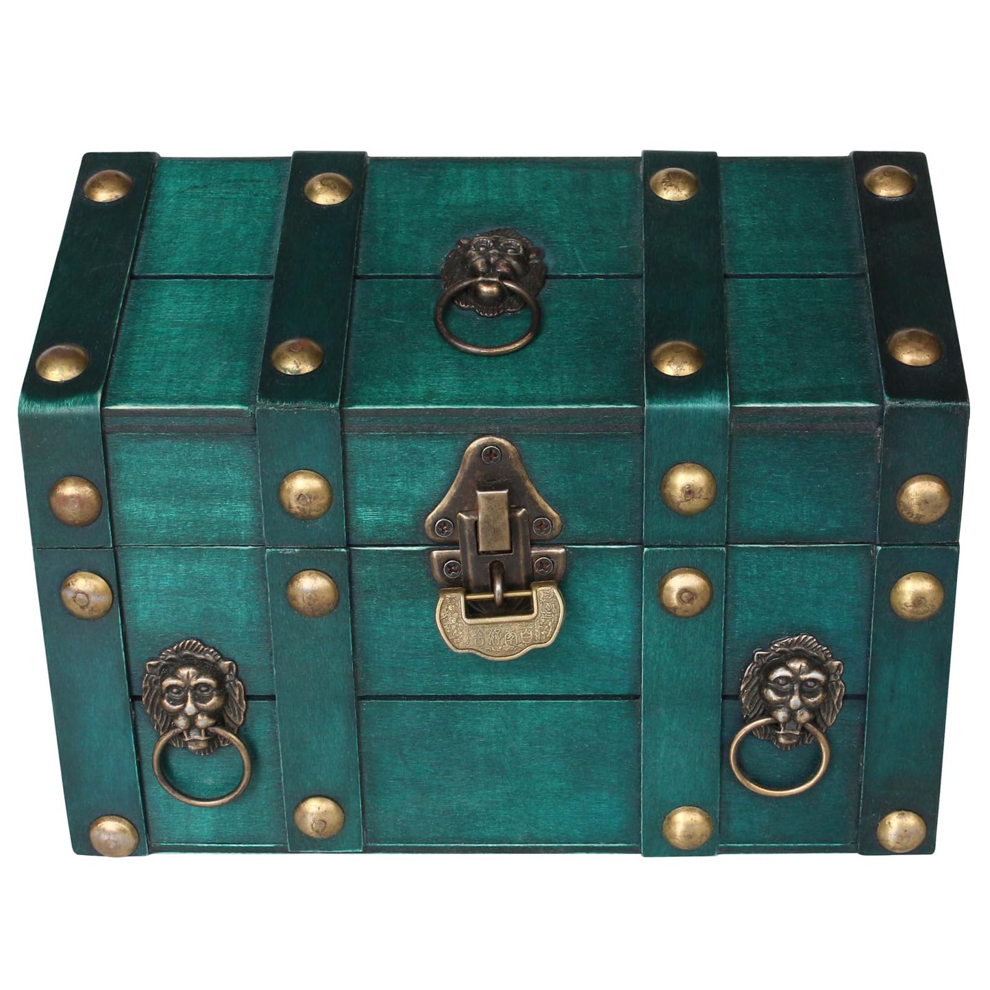 HonyQiShuo Decorative Wood Treasure Chest Box with Small Metal Lock