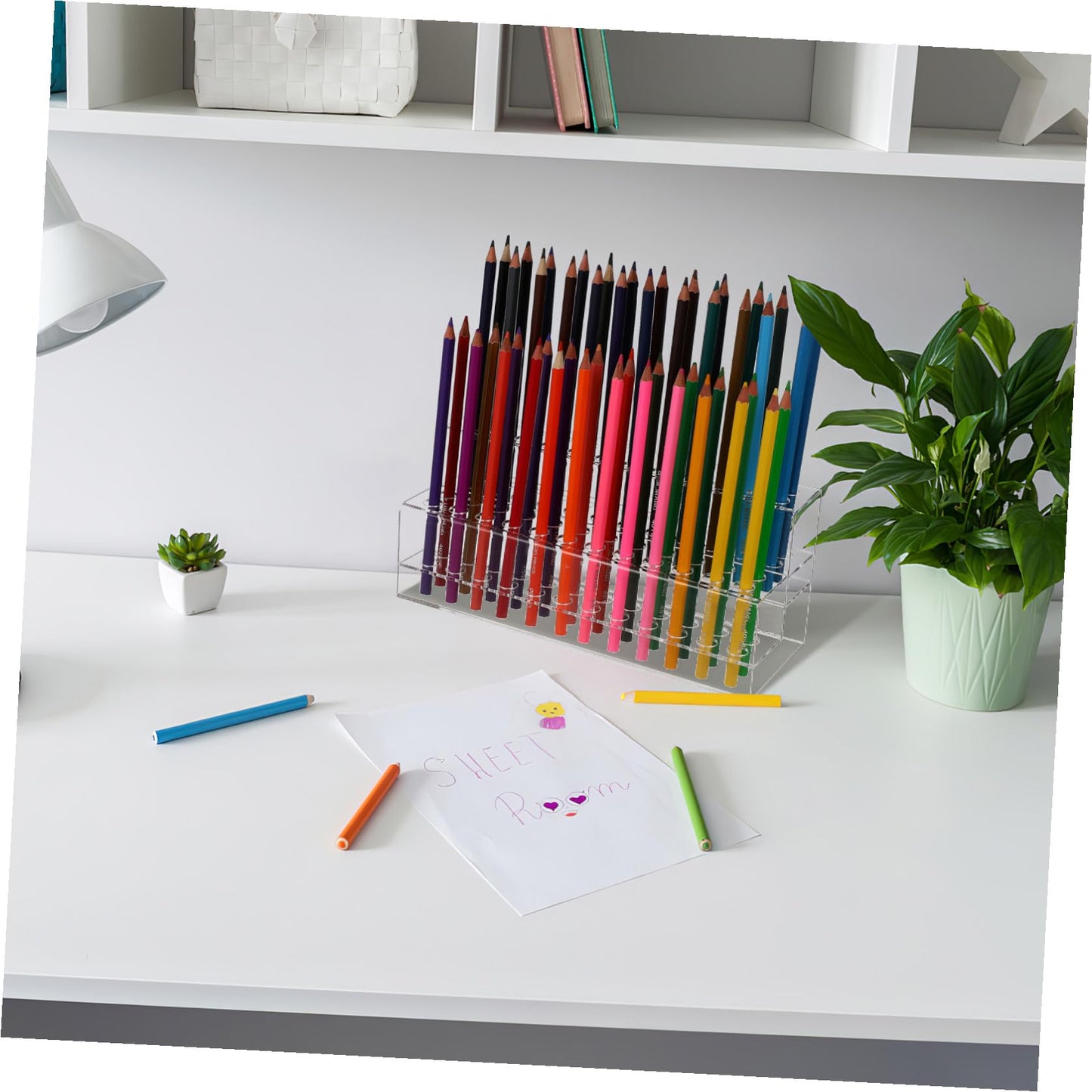 BESTYASH Acrylic Pen Holder Display Stand with Multi-Slot Large Capacity 9.44X4.13X3.54 Inch Clear Desktop Organizer for Pens Pencils Brushes Office Storage