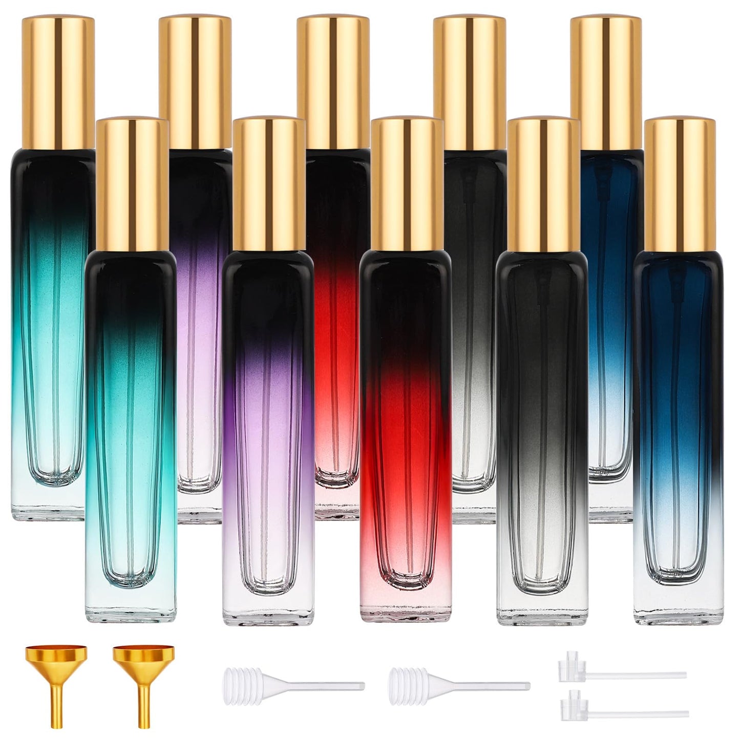 Segbeauty 0.5oz Portable Travel Perfume Bottles, 10 Pack of 15ml Glass Travel Size Perfume Atomizer Refillable, Mini Cologne Atomizer Sprayer for Men, Small Cologne Spray Bottles with Refill Tool