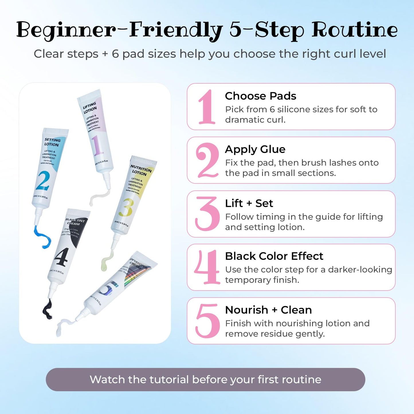 Lomansa Lash Lift and Black Kit, Eyelash Lift and Tint Kit for Natural Curled Darker-Looking Lashes, Strong Hold Lash Lift Glue, Salon Results Beginner-Friendly, Lasts Up to 4 Weeks