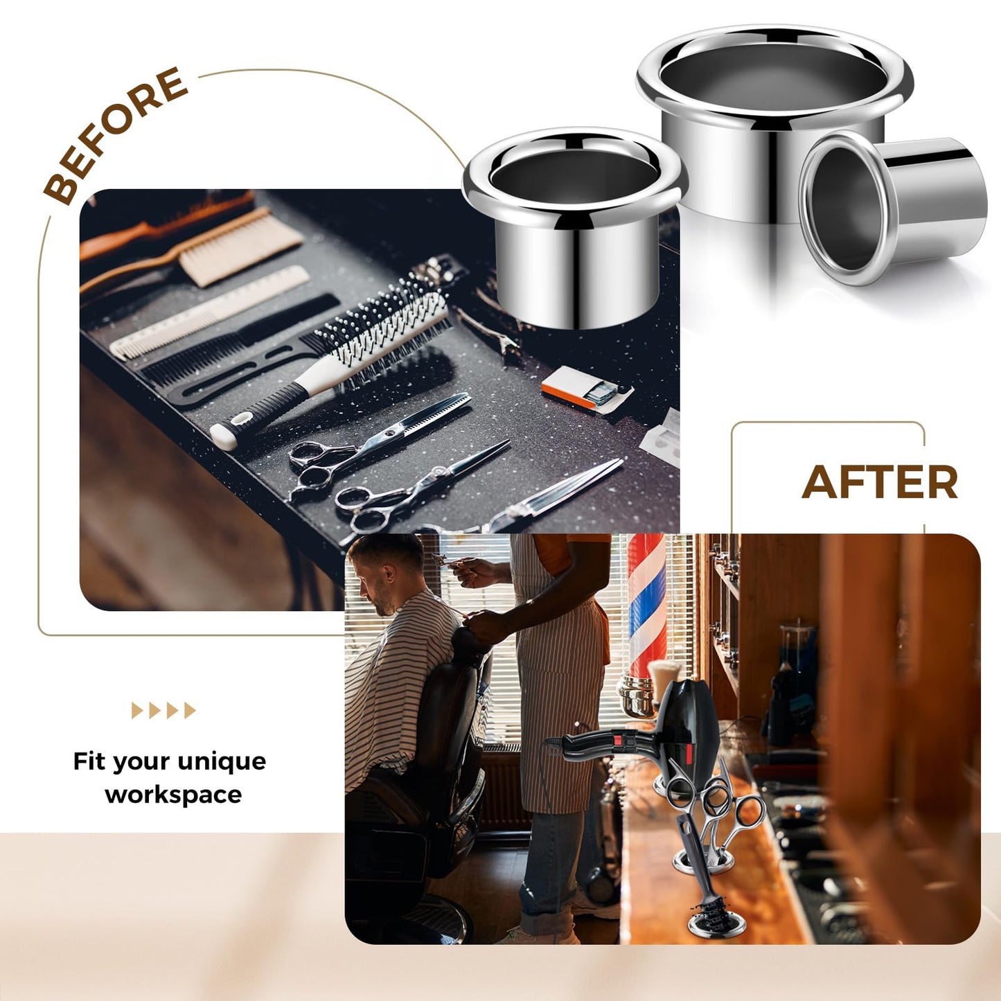 MorningRo 6 Pcs Stainless Steel Hair Tool Organizer 3.0 2.0 1.5, Blow Dryer, Curling Iron & Hot Holders Tool for Salon, Bathroom & Vanity Storage
