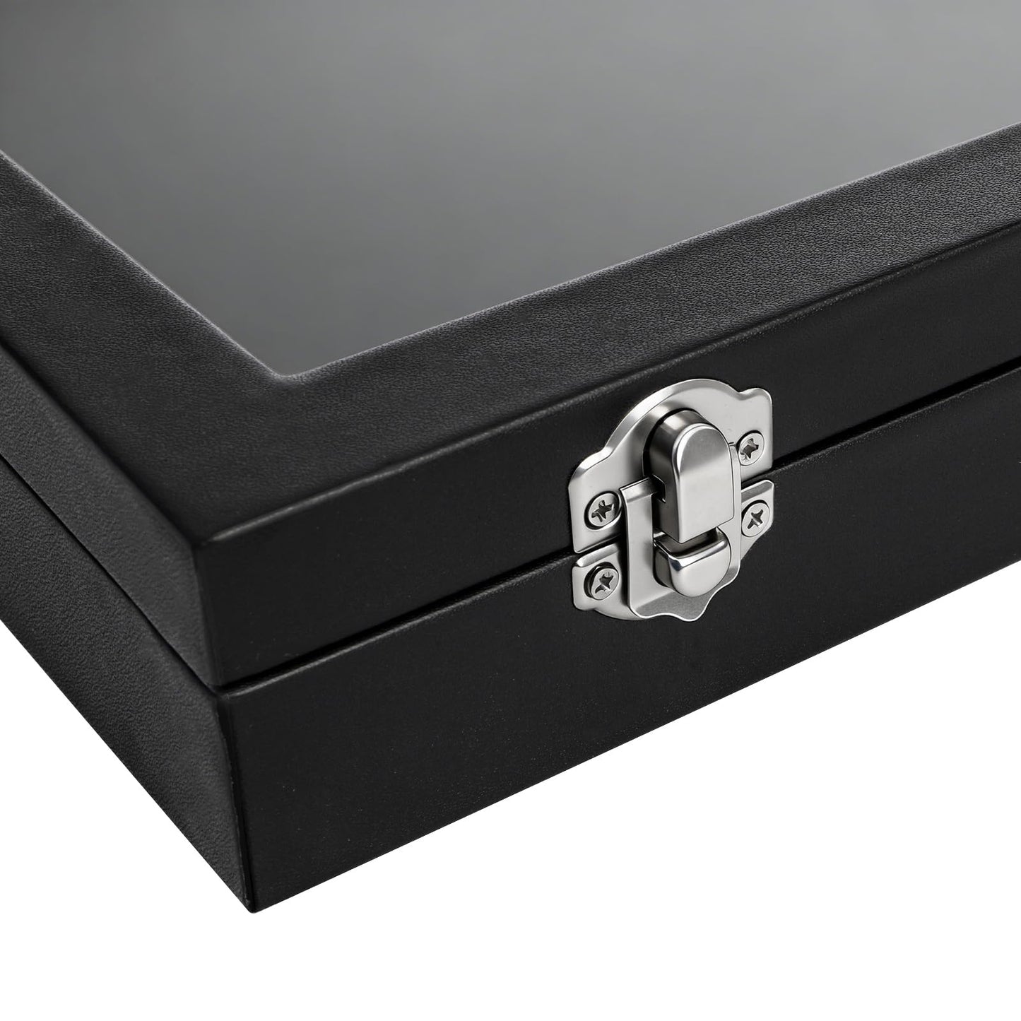 Elsjoy 2 Pack Necklace Organizer Box, Premium Necklace Display Cases with Transparent Glass Lid, Black Velvet Necklace Storage Holder Box, 40 Hooks (20 Per Box)