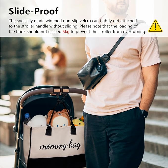 TOPDesign Universal Baby Stroller Organizer, Stroller Caddy with Detachable Mesh Bag & Heightened Insulated Cup Holders & Non-Slip Secure Hooks Accessories, Fits Most Strollers (Mermaid)