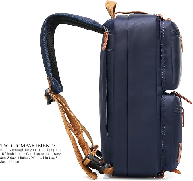 CoolBELL Convertible Backpack Messenger Shoulder Bag Laptop Case Handbag Business Briefcase Multi-Functional Travel Rucksack Fits 15.6 Inch Laptop for Men/Women (Blue)