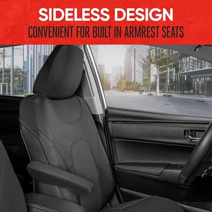 Motor Trend AquaShield Waterproof Front Seat Covers, Black Seat Covers for Cars – Neoprene Front Car Seats Cover, SUV Seat Covers Protector - Car Interior Cover for Auto, Trucks, & Dog Owners