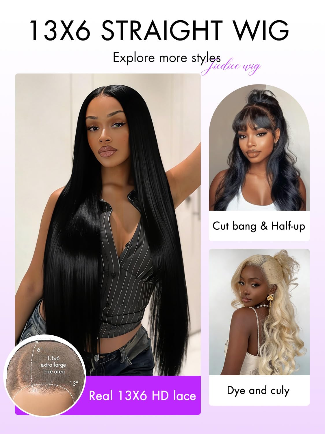 Jiediee 13x6 Lace Front Wigs Human Hair 30 Inch Straight Wigs Human Hair Lace Front Wigs for Women 200% Density Natural Black Wig HD Transparent Lace Closure Wigs Human Hair