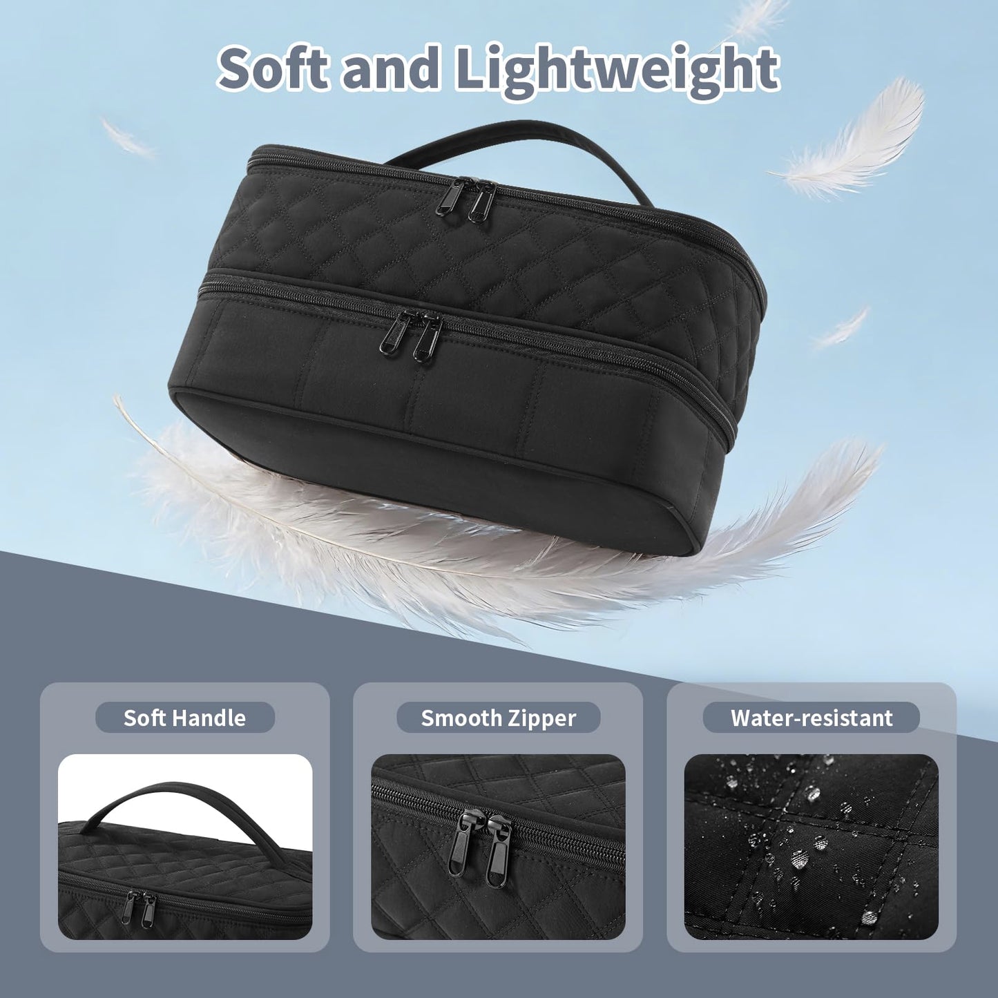 Hair Travel Carrying Case Compatible with Shark Flex Style/Dyson Airwrap, Double-Layer Hair Drying Storage Case for Shark SpeedStyle Hair Dryer & Accessories, Black