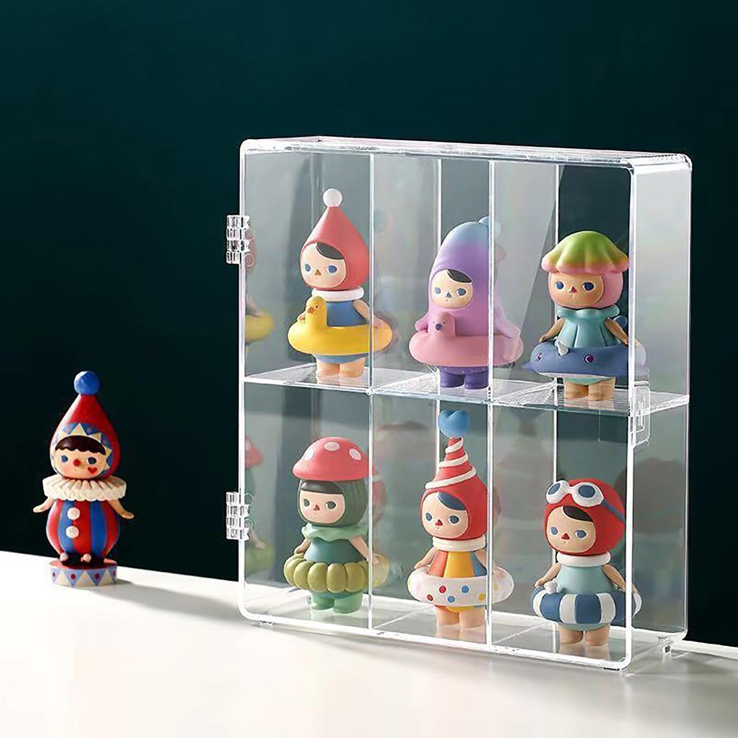 Clear Acrylic Display Case, Stackable Plastic Storage Bins with Lid for Collectibles Action Figure 2 Layer 6 Separate Room Hobby Figure Display Case Box
