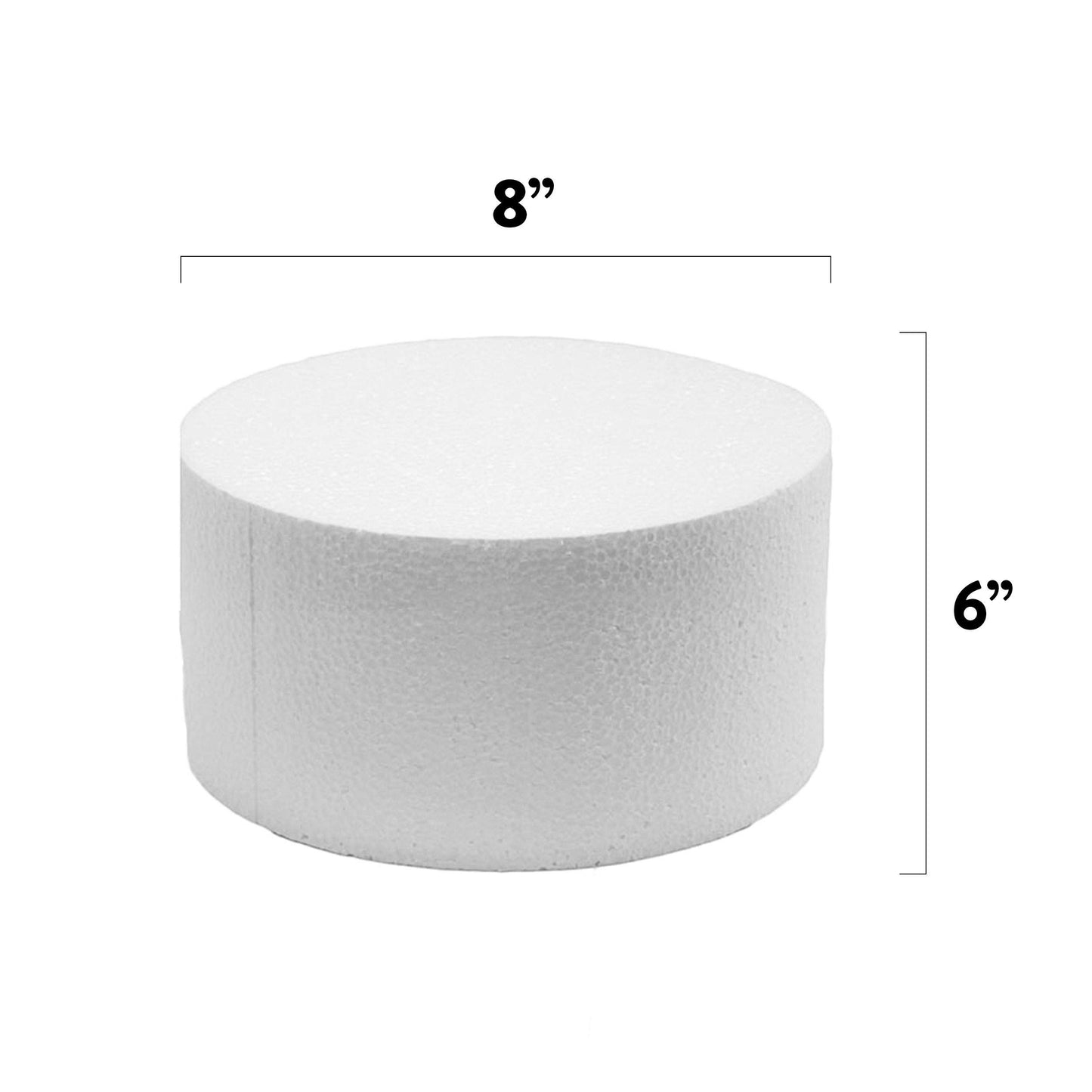 Global Sugar Art 8 x 6 Inch Cake Dummy – Styrofoam Fake Cake for Decorating, Display & Practice (Multiple Sizes Avail)