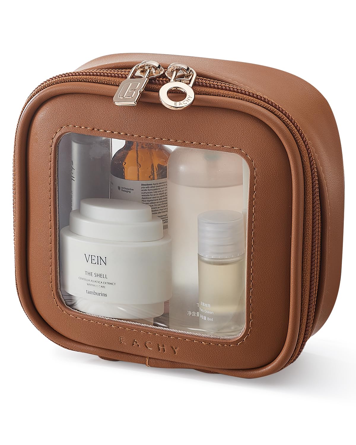 EACHY Clear Makeup Bag，Waterproof TSA Approved Toiletry Bag with Zipper for Women, Make Up Organizer and Skincare Pouch, Portable Car or Purse Bag for Travel Essentials