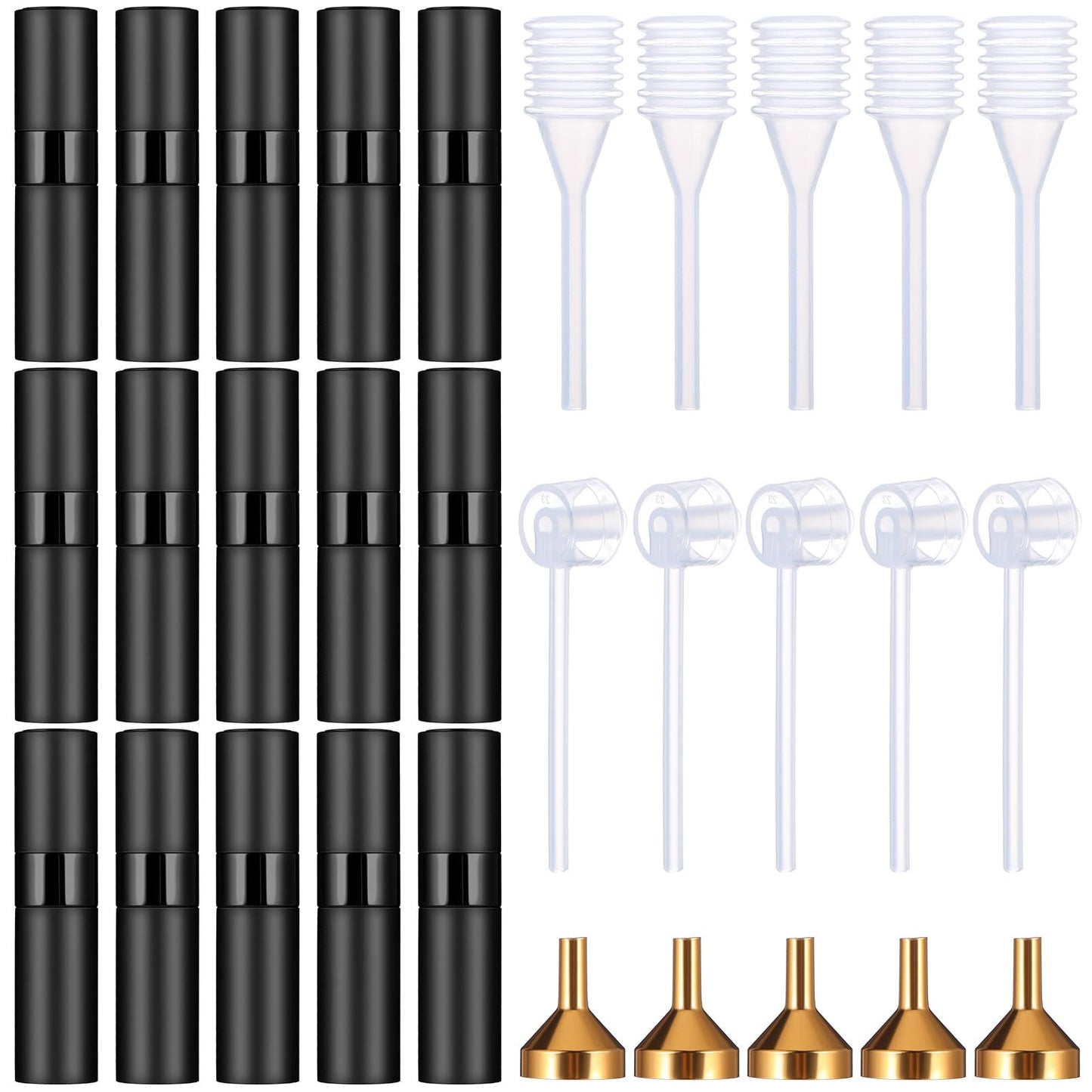 Wanmu 15Pcs 8ML Atomizer Perfume Spray Bottle for Travel, Refillable Perfume Bottle, Empty Cologne Dispenser, Twist Type Pocket Cologne Sprayer, Black