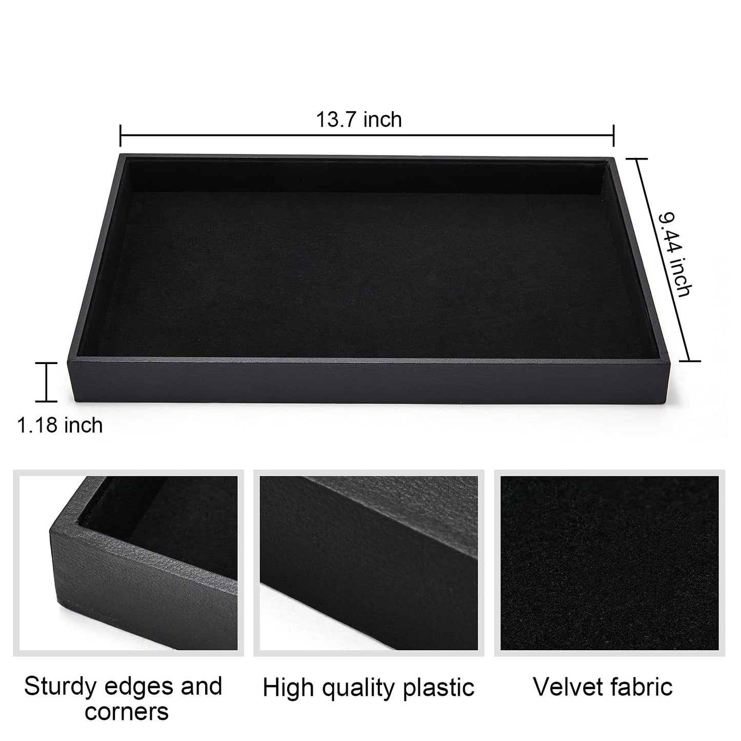 XCRUI Black Velvet Stackable Jewelry Tray Showcase Display Earring Necklace Bracelet Rings Organizer…… (4 pcs)