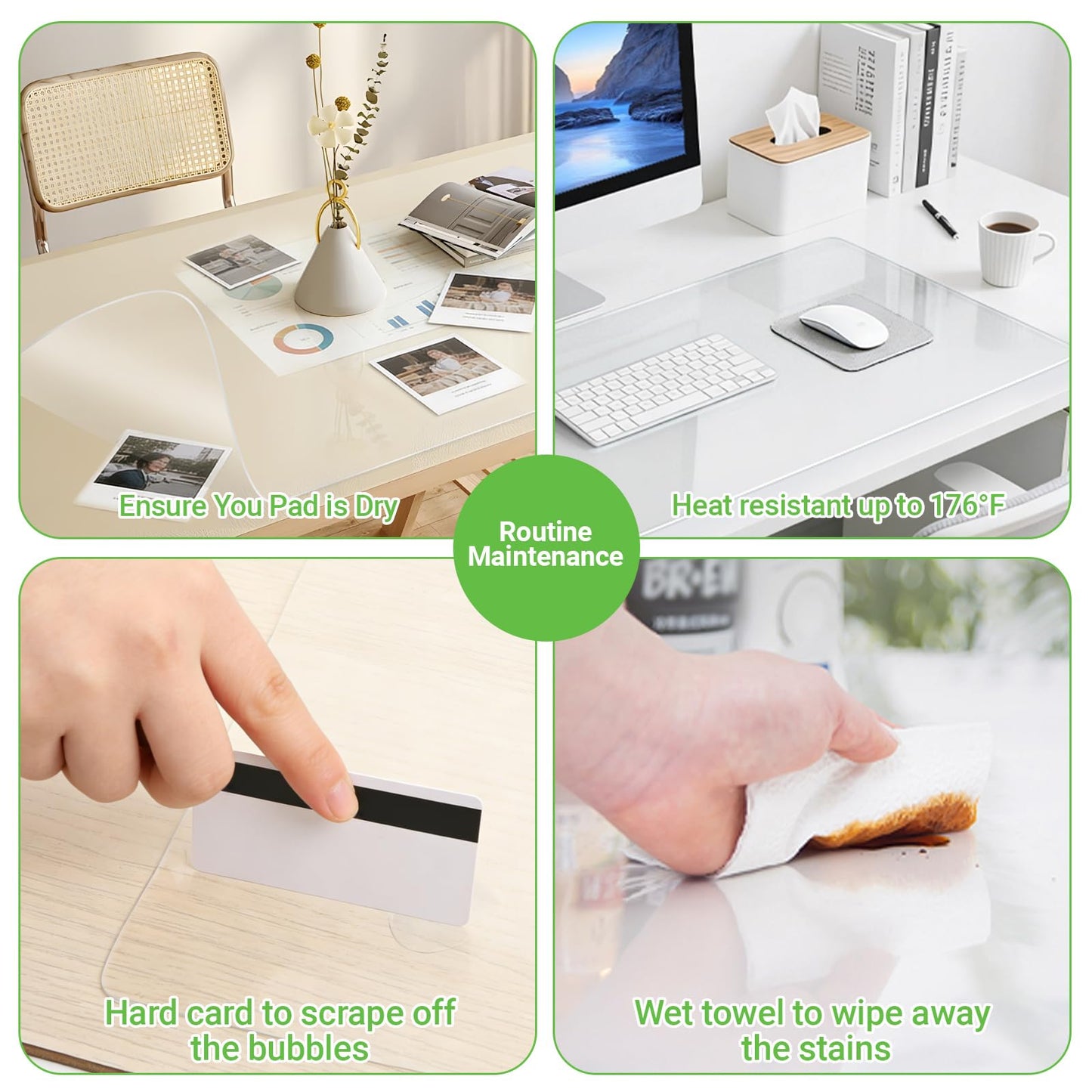 JIAERSLY Large Clear Desk Mat, 31.5"x15.7", Office Desk Protector