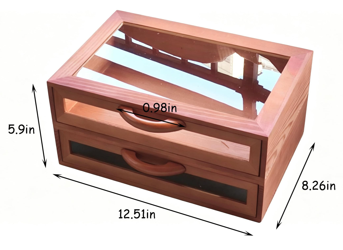 MXWLEIEL Wood Stackable Storage Drawers,Clear Lid Acrylic Makeup Organizer for,Desk Organizers, Beauty Supplies,Makeup Palettes,Home Organization (2, Wooden Orange)