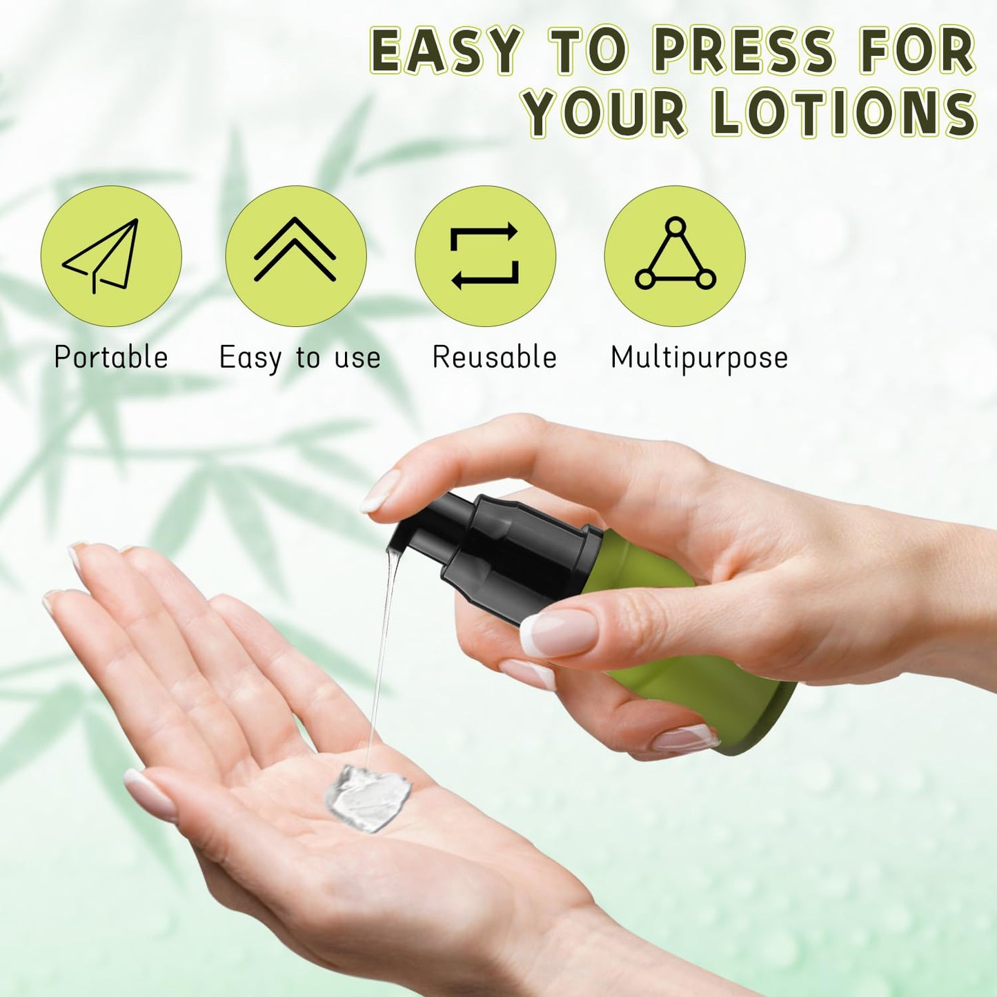 6 Pcs Empty Glass Pump Bottles Refillable Cream Lotion Bottles Travel Sample Bottles Cosmetic Dispenser Bottle Containers For Lotion Cream Emulsion Essence (Green, 30ml/1oz)