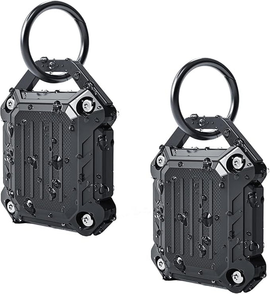 Dovick- Waterproof Airtag Keychain Holder Case,Screw Full Cover Compatible with Apple Air Tag Tracker Key Ring Black 2Pack