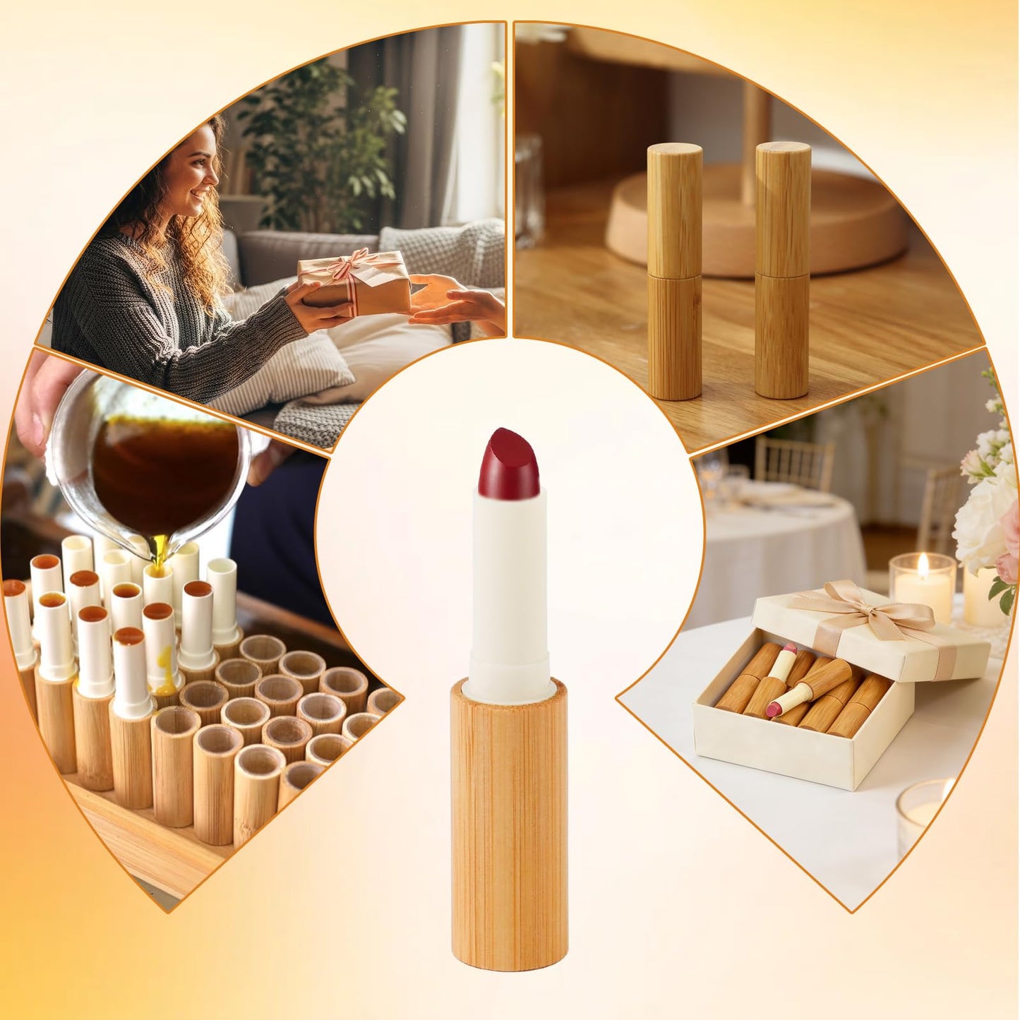 ZSMKJIAYE 20 Pcs Empty Lipstick Tubes, 5g Refillable Bamboo Lip Balm Containers with Rotable Plastic Inner, Leak-Proof DIY Cosmetic Tubes for Lipstick, Deodorant, Solid Perfume, Lip Care