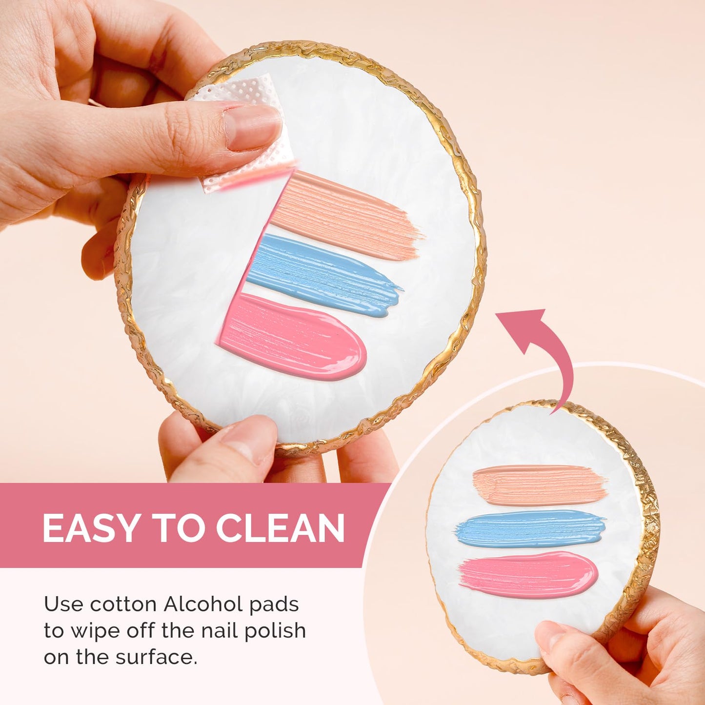 MelodySusie 1PC Round Shape Resin Nail Art Palette and 100Pcs Soft Nail Sponges for Ombre