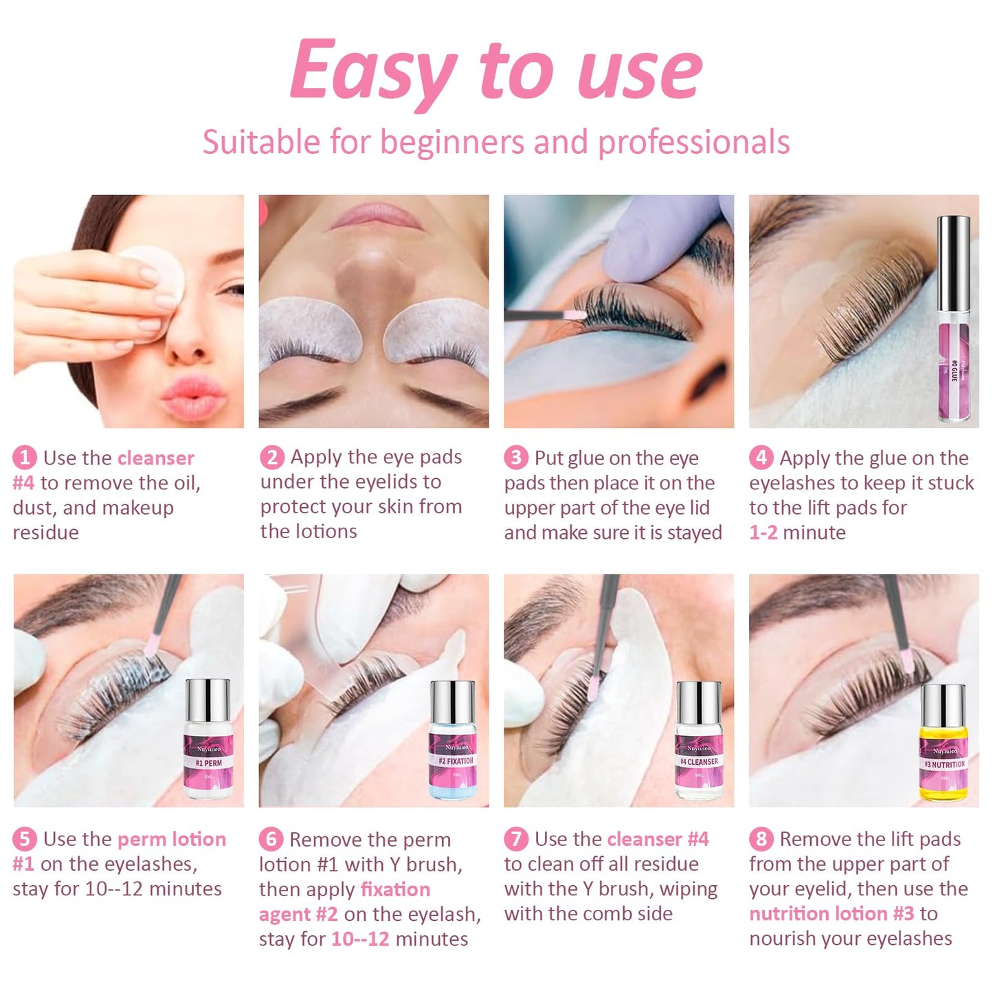 Korean Lash Lift Kit, Eyelash Perm Kit, Professional Kit de Pestañas for Long-Lasting Curl, DIY Lash Perm Easy to Use at Home Diy & Salon, Lasts For 4-6 Weeks