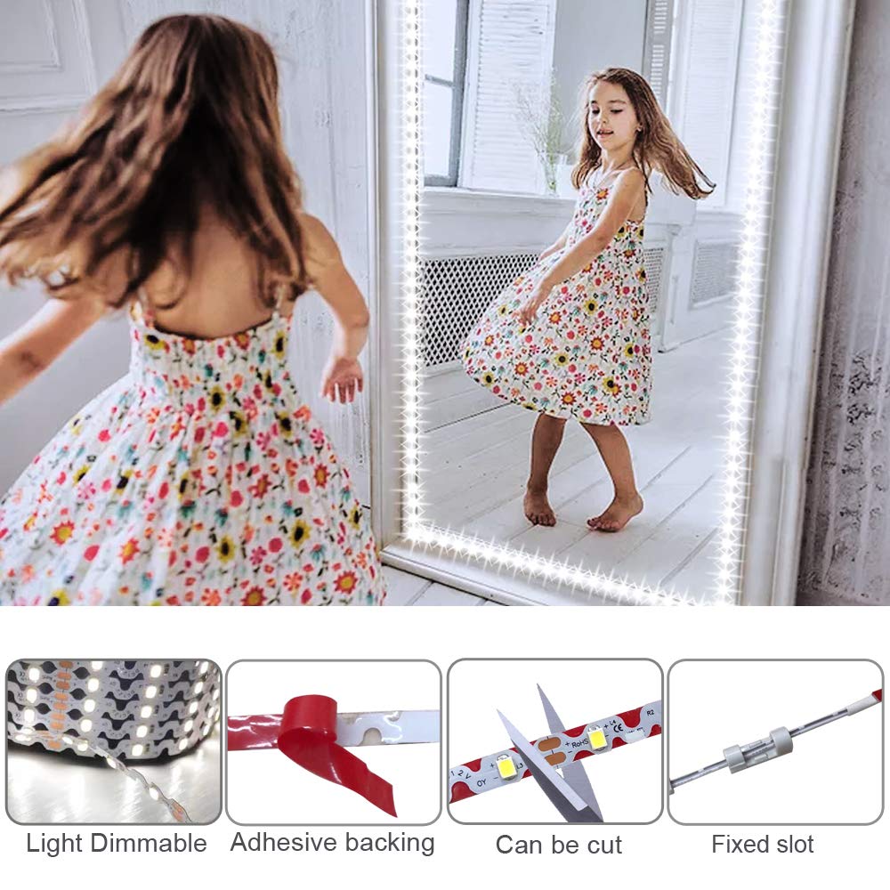 ZOKON 13ft/4M Led Vanity Mirror Lights Kit Bendable NO Need to Cut Vanity Make-up Mirror Cloakroom Adjustable Flexible Strip Light Table Set with Dimmer and Power Supply