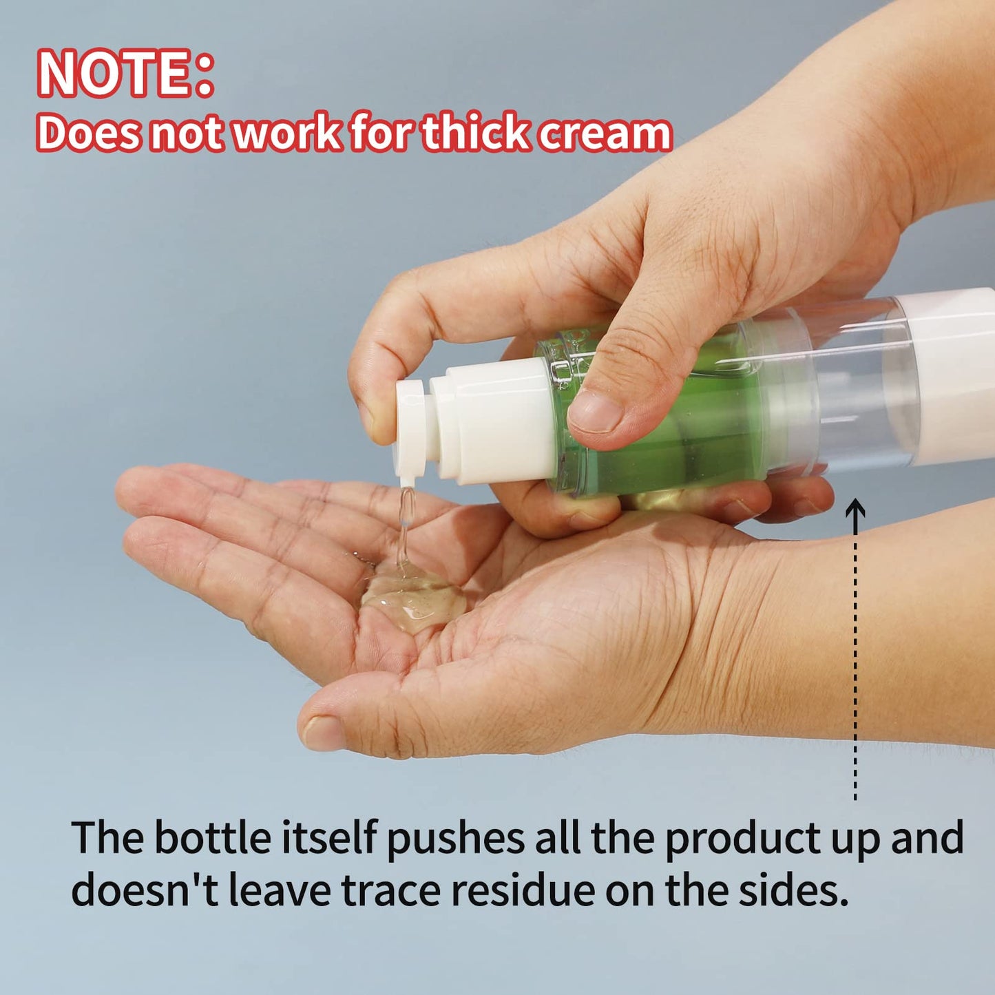LONGWAY 3.4 Oz 100ml Clear Airless Cosmetic Cream Pump Bottle Travel Size Dispenser Refillable Containers for Shampoo, Foundation, Lotion (Pack of 6)