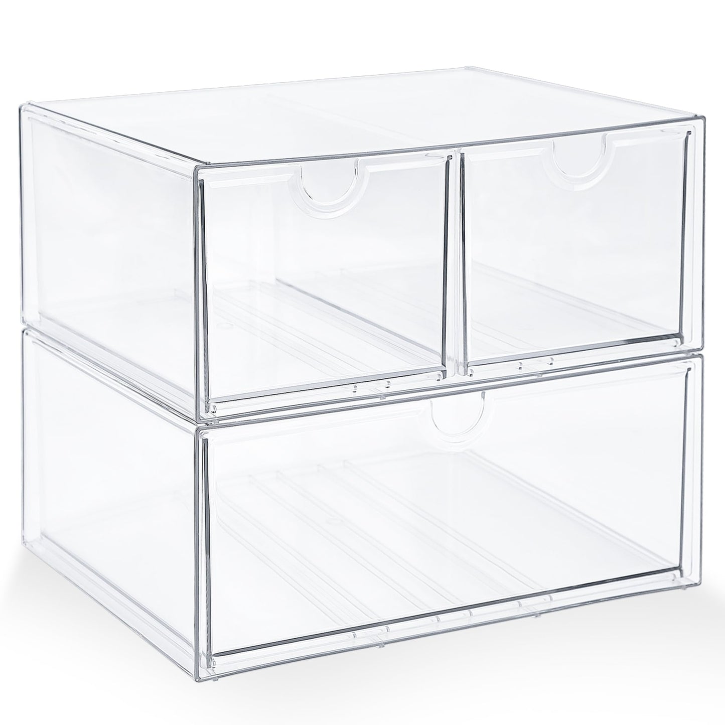 Prsildan Acrylic Drawer Makeup Organizer with 3 Drawers, Clear Stackable Storage for Baby Bottles, Craft, Jewelry & Hair Accessories, Multi-Use for Vanity, Countertop, Office Desk Organization