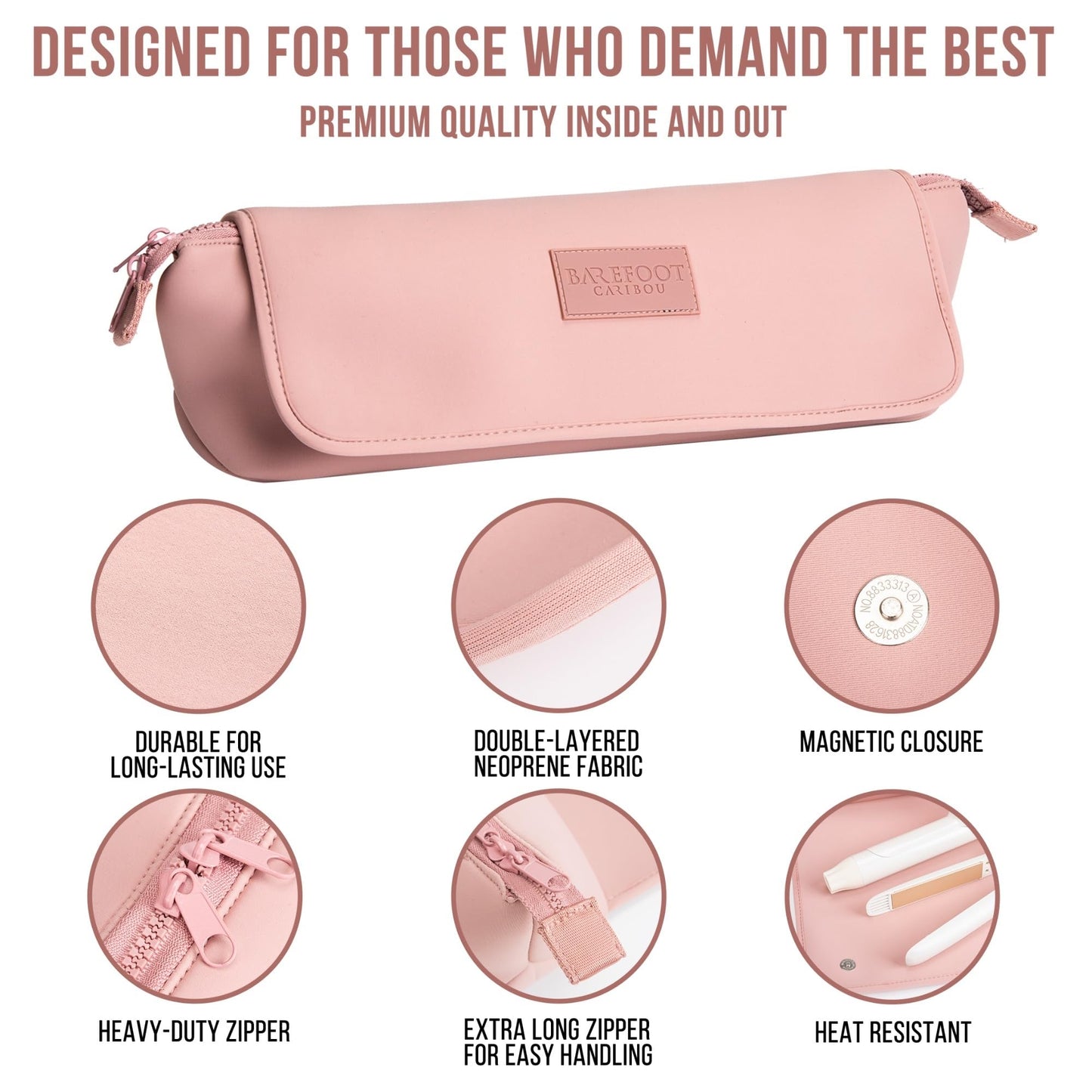 BAREFOOT CARIBOU Hair Tools Travel Bag and Heat Resistant Mat (15.5") for Flat Irons, Straighteners, Curling Iron, and Haircare Accessories, 2-in-1 design, Interior Pockets, Portable Organizer (Dune)