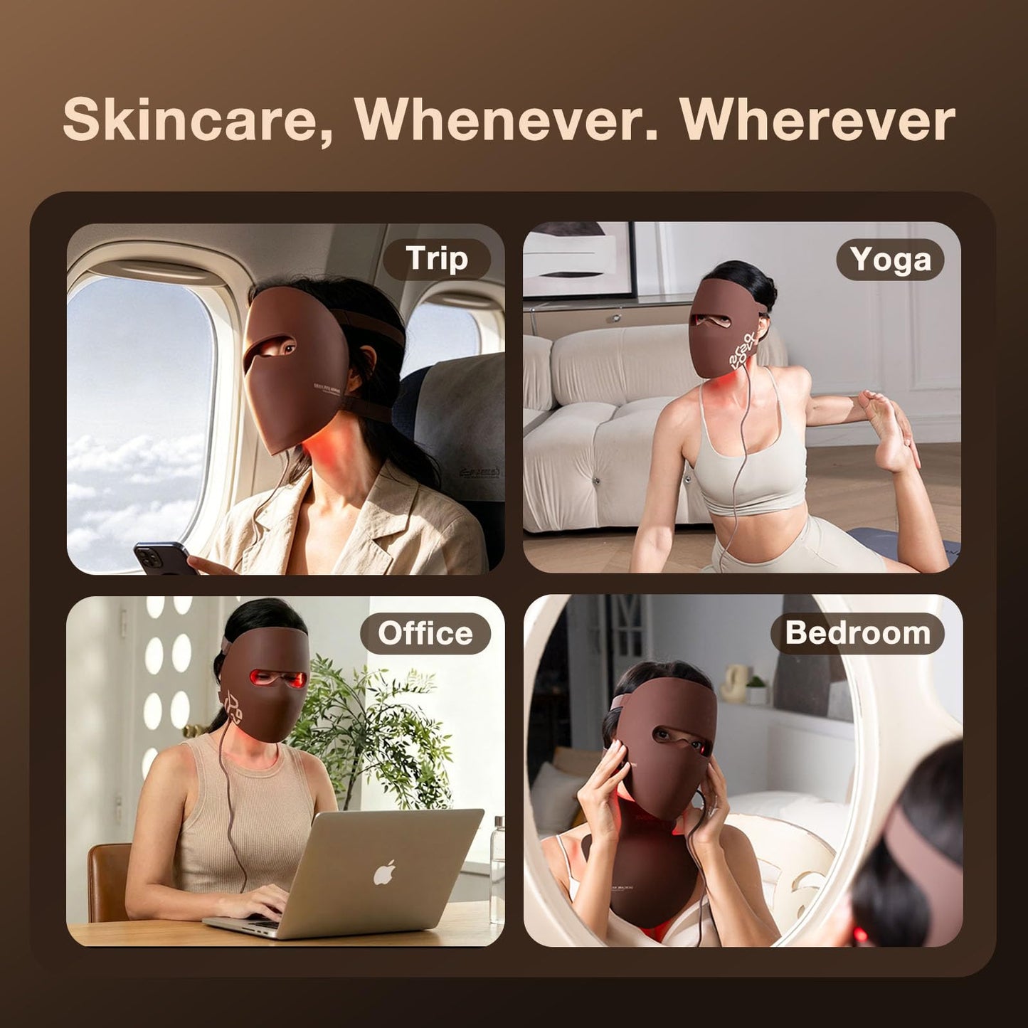 JOVS 3D Red Light Therapy Mask for Face, 328 LEDs Full Face Coverage, 4 Light Modes Cordless LED Light Therapy Face Mask for The Look of Wrinkles, Home Use Skincare Device