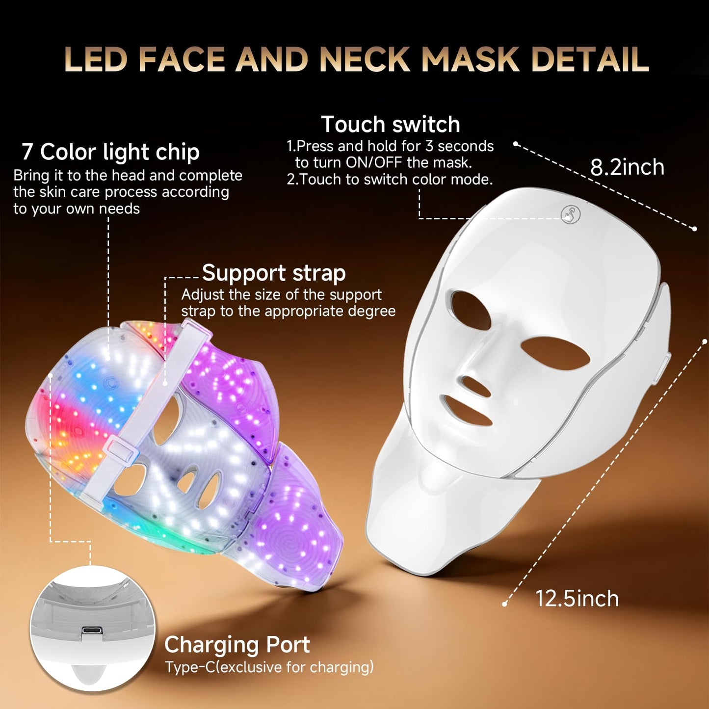 Red Light Therapy Mask for Face and Neck, Cordless LED Facial Mask for face Light Therapy with 850nm Infrared & 630nm Red Light, infrared therapy for face Skin Care Mask for Home Travel Yoga Sleep Use