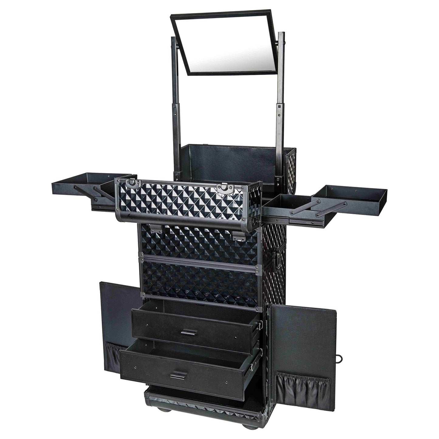 SHANY REBEL Series Pro Makeup Artists Rolling Train Case - Trolley Case - Curious Black Cat
