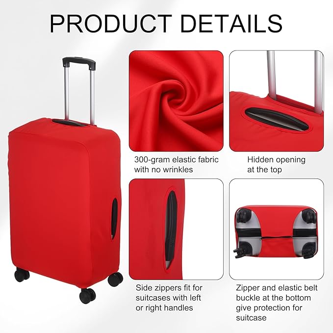 uxcell Travel Luggage Cover, Washable Suitcase Covers for Luggage Anti-scratch Suitcase Protector Elastic Baggage Protective, Fits 18-21 Inch Suit Case, Red
