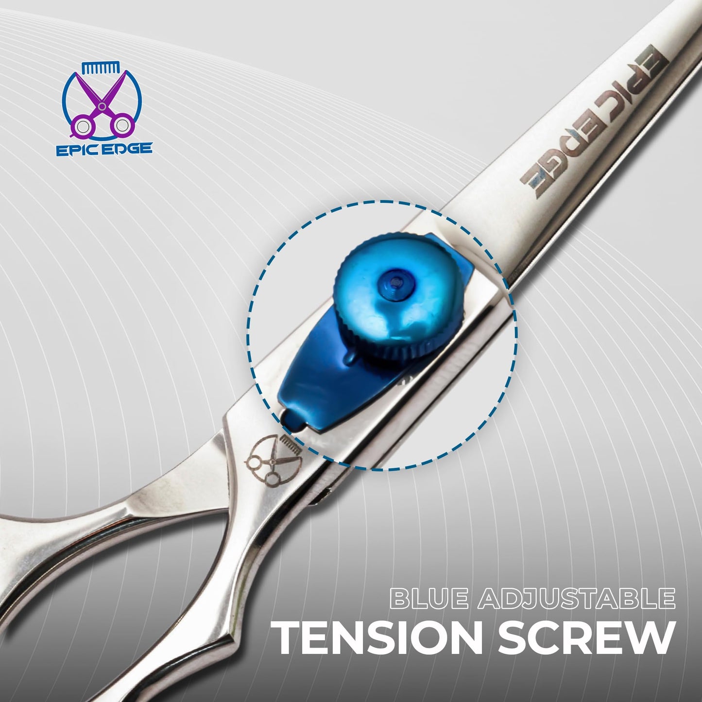 Hair Cutting Scissors – 6.5” Japanese Stainless Steel Professional Hair Scissors for Men and Women with Blue Tension Screw, Comb, Finger Rings, Cloth – Hair Shears for Man Woman Adults Kids Babies